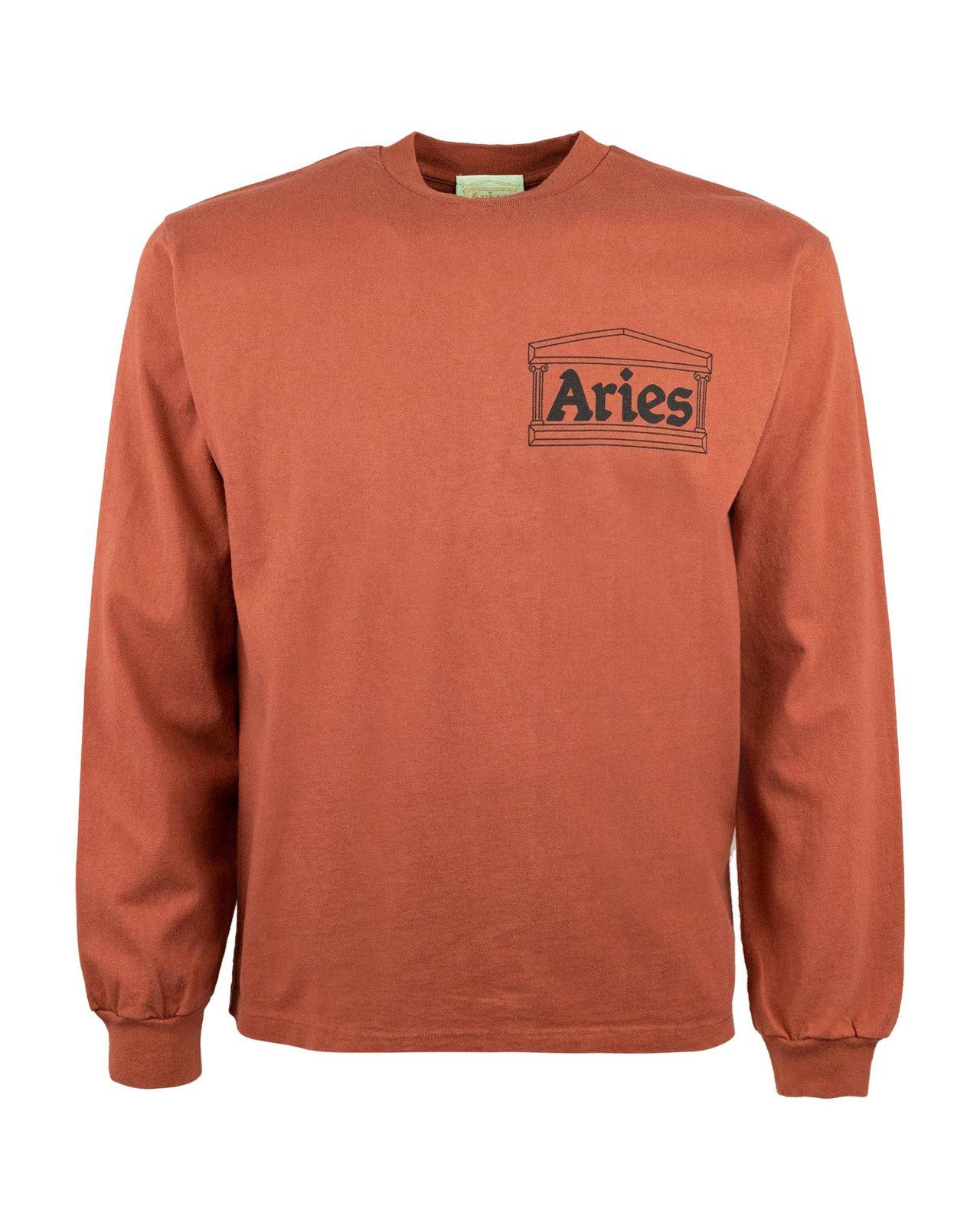 Aries Logo Print Long-sleeved T-shirt