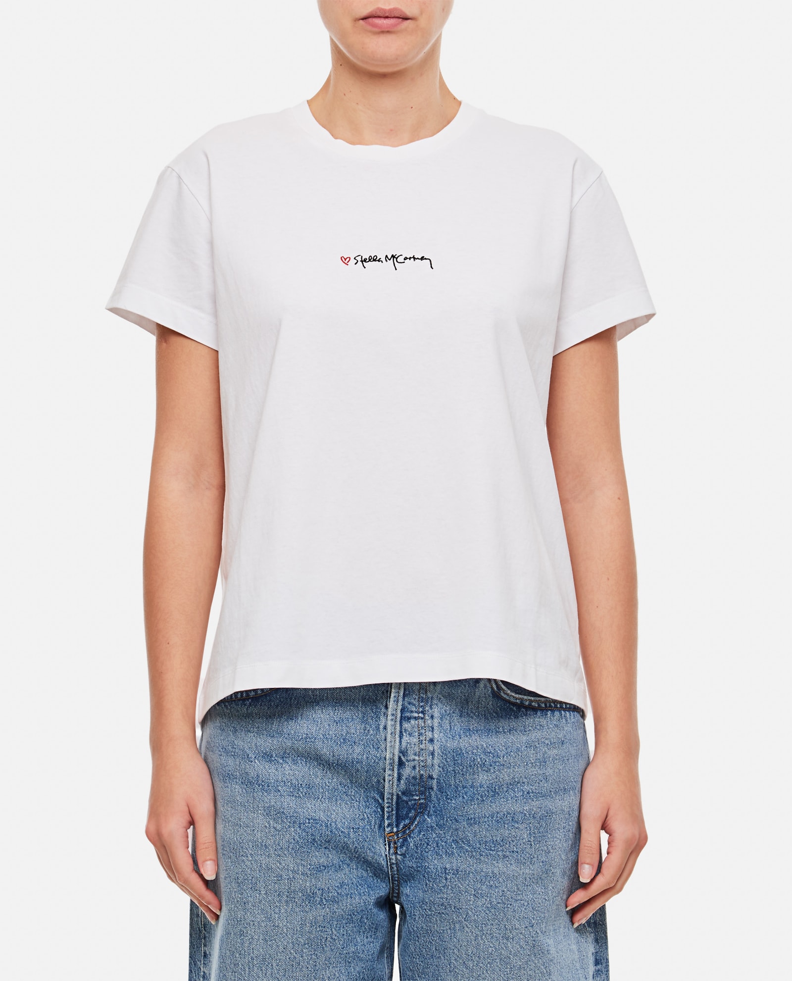Shop Stella Mccartney Embroidery T-shirt In White