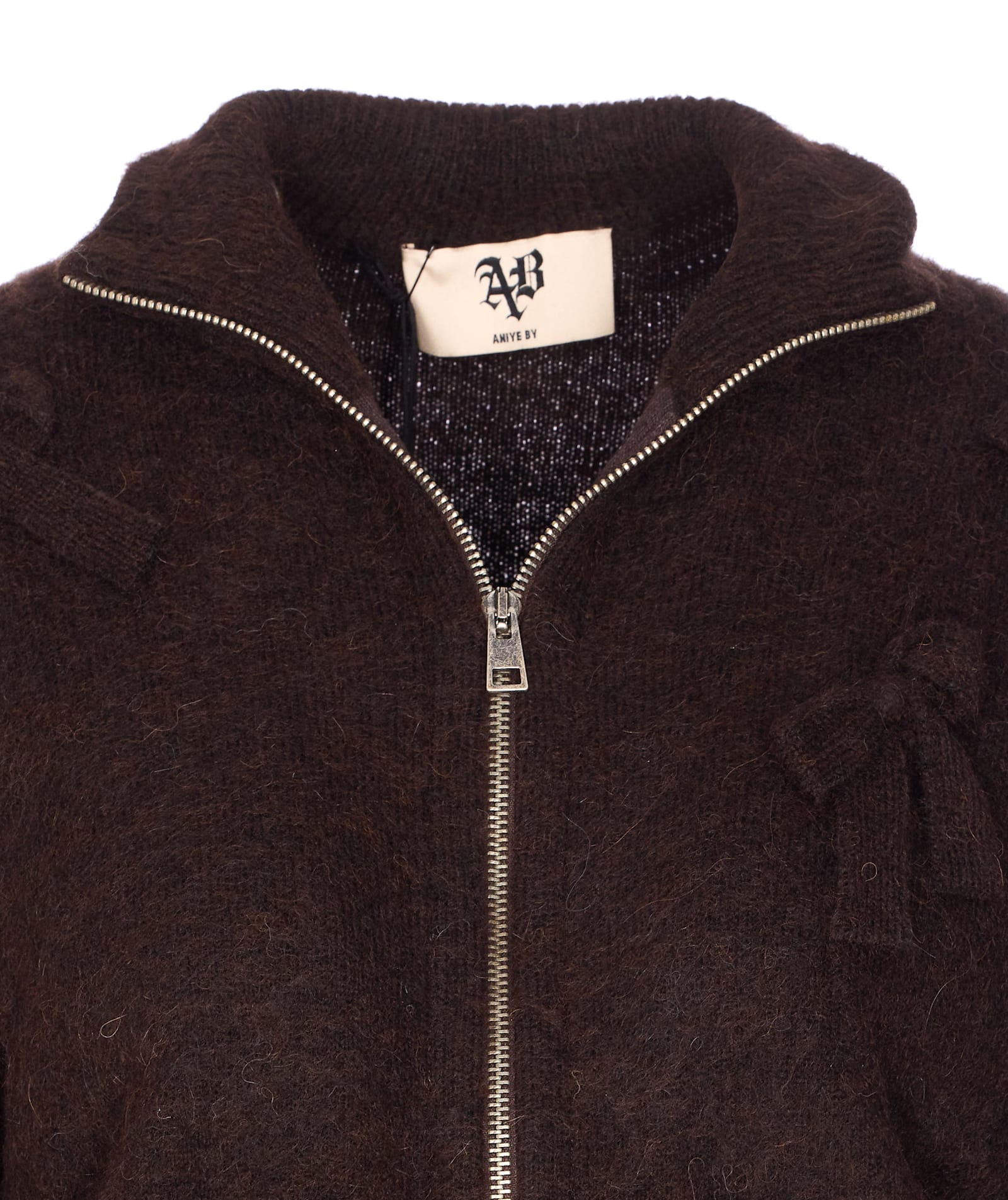 Aniye By Knitted Zip-up Casual Jacket In Burgundy
