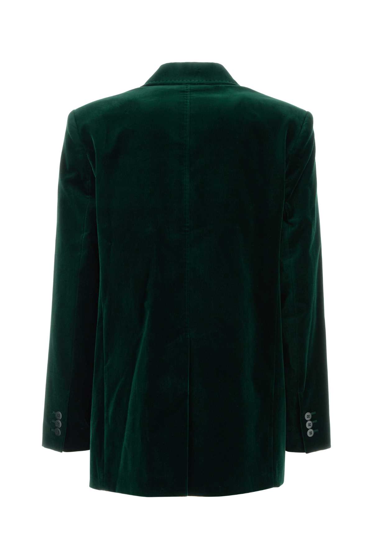 Max Mara Bottle Green Stretch Velvet Blazer In Gray