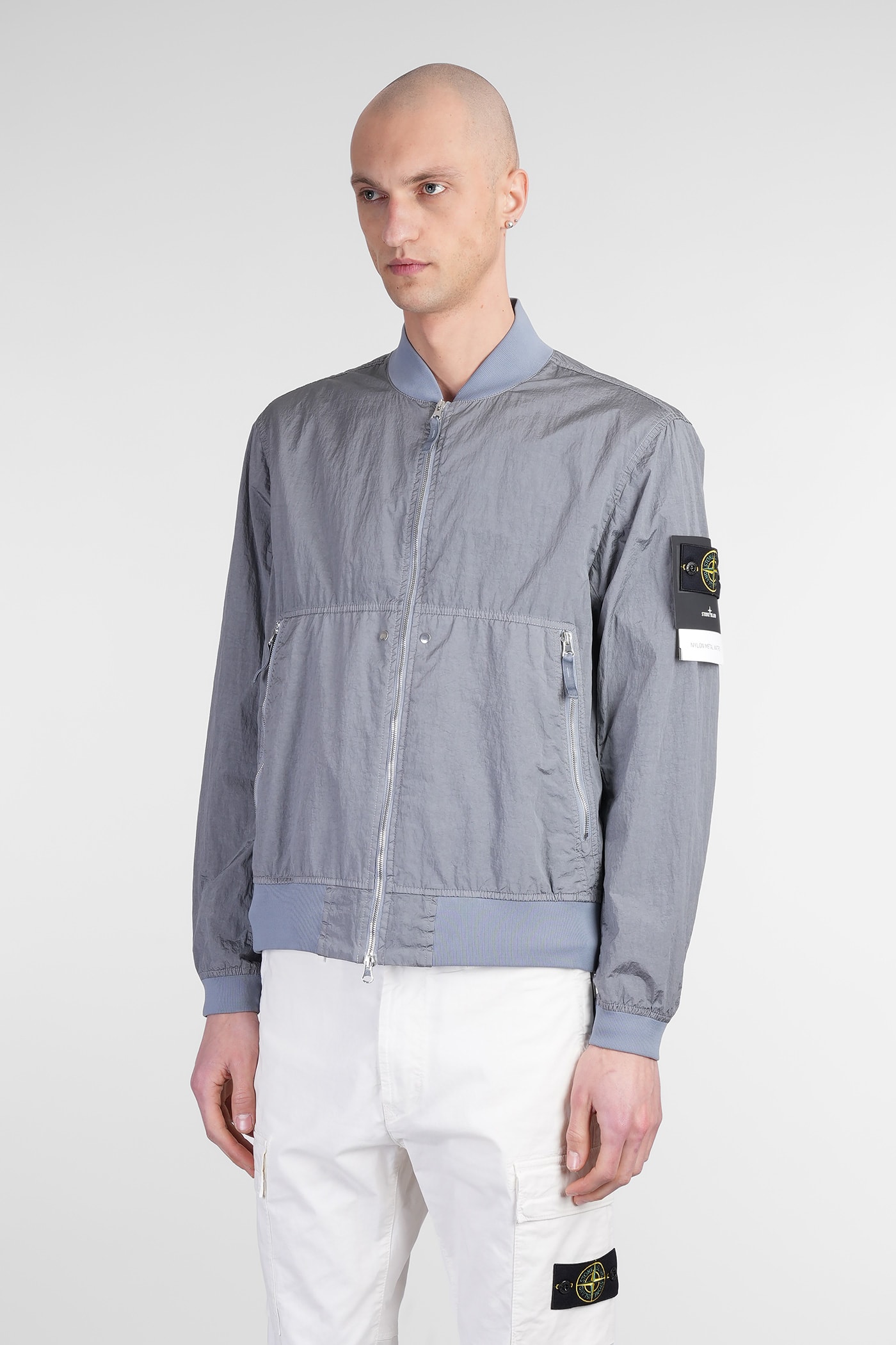 Stone Island Bomber In Grey Polyamide