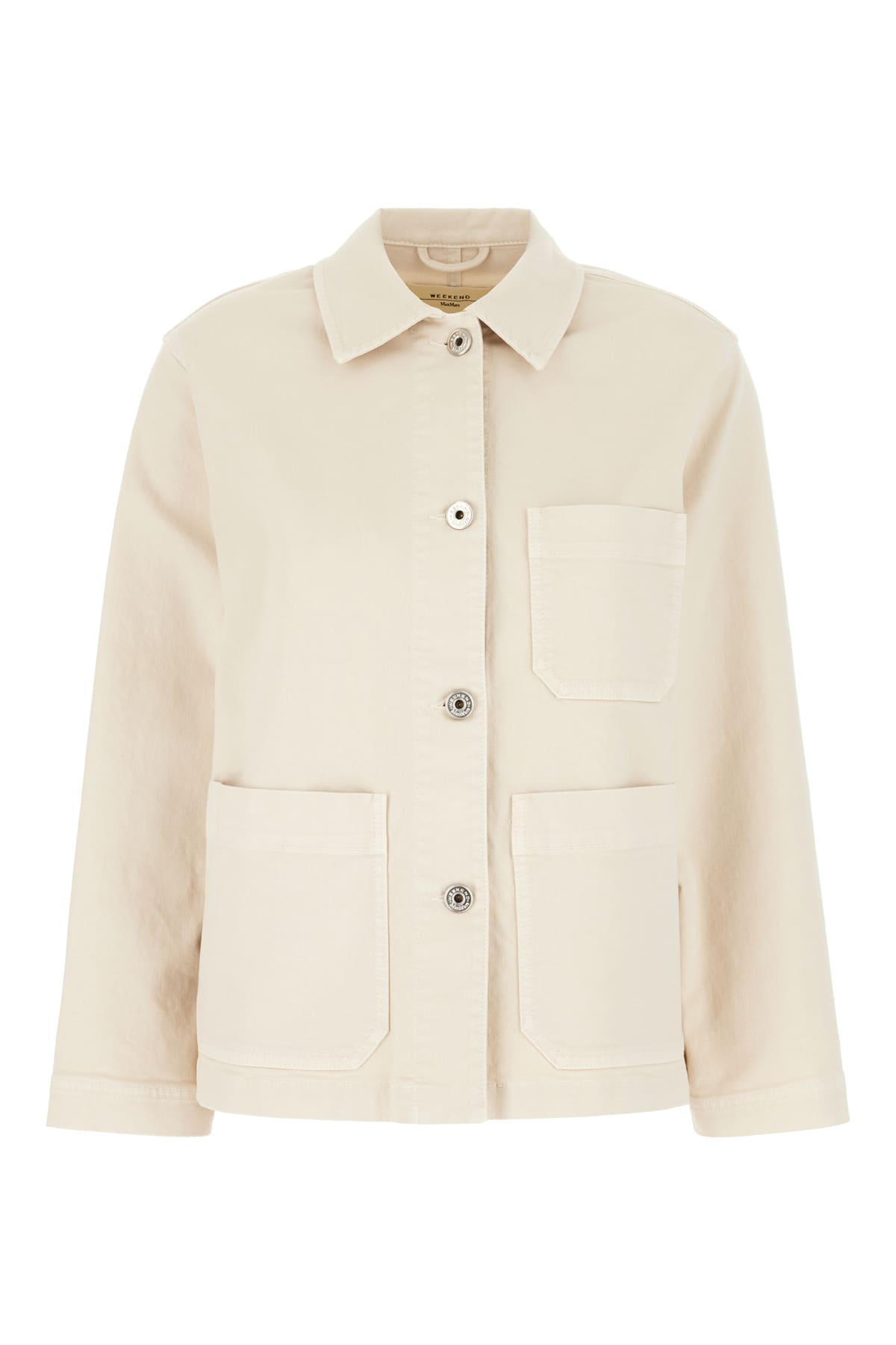 Weekend Max Mara Denim Jacket With Collar And Front Pockets In Neutral