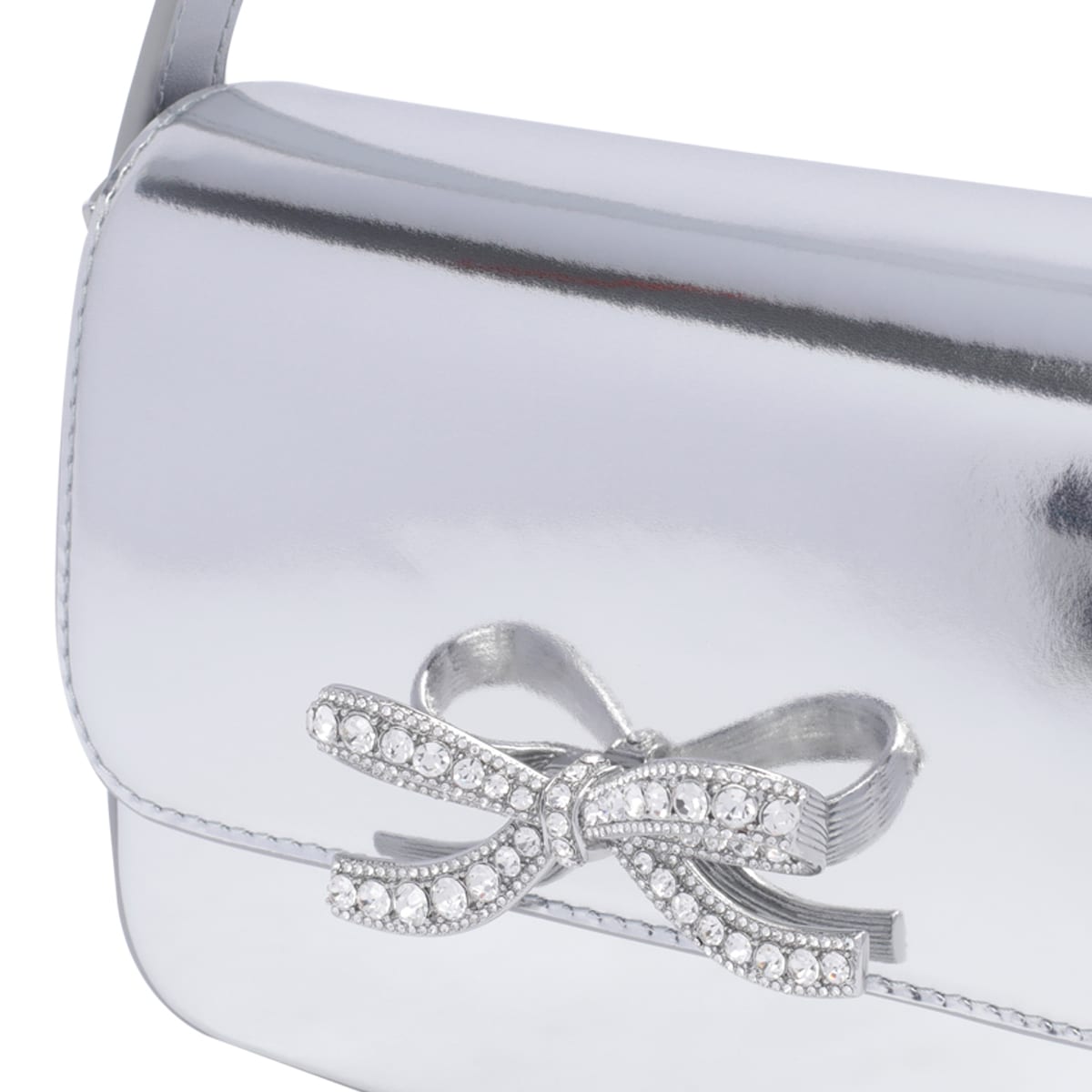 Shop Self-portrait Leather Micro Bag In Silver