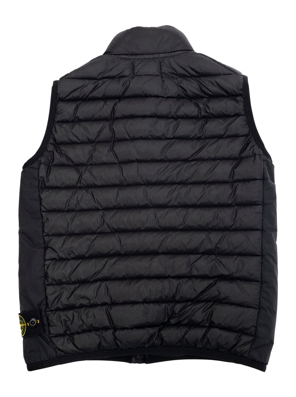 Stone Island Black Sleeveless Down Jacket With Logo Patch On The Front In Tech Fabric Boy In Black