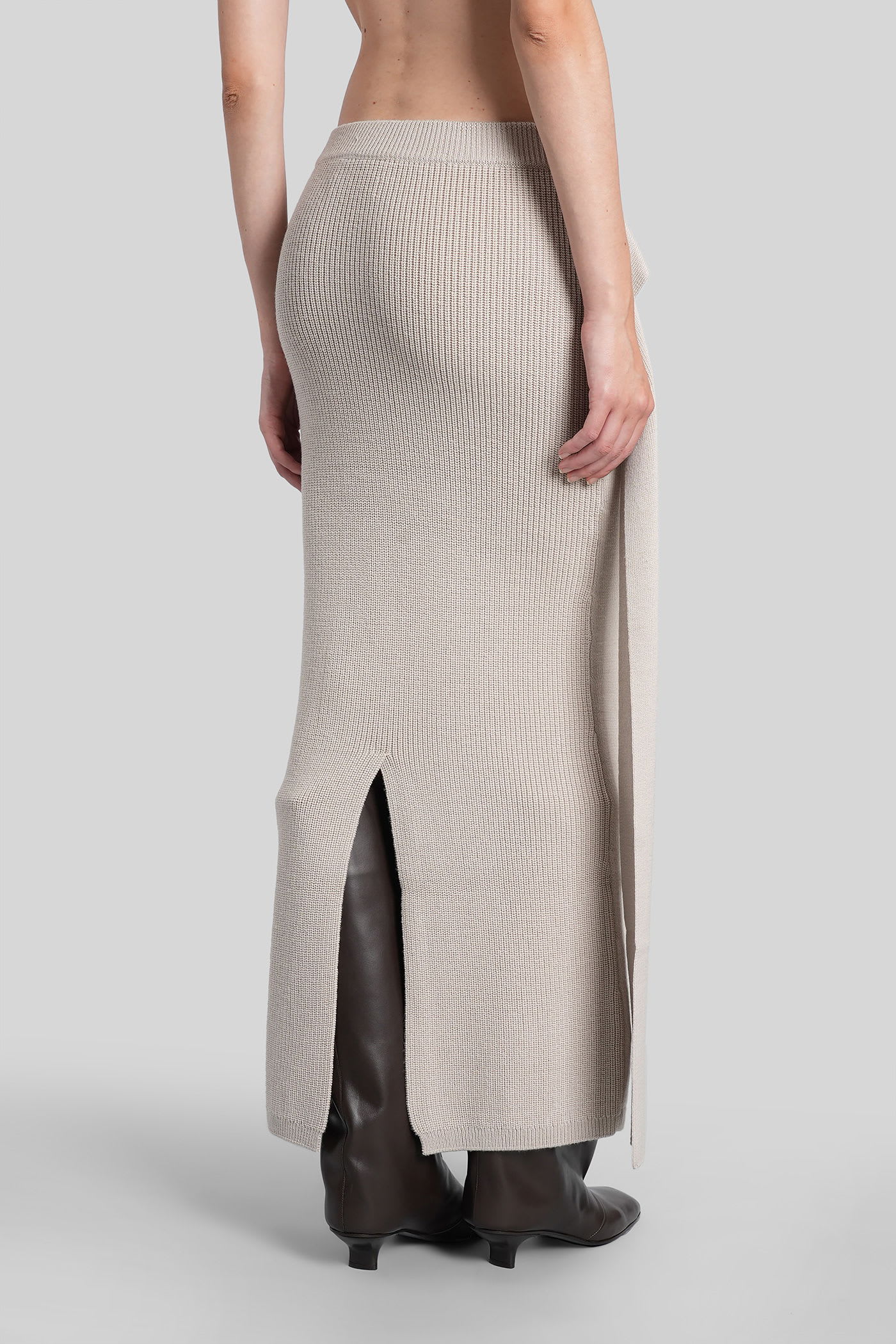 Entire Studios Tier Skirt Skirt In Grey Wool In Neutral