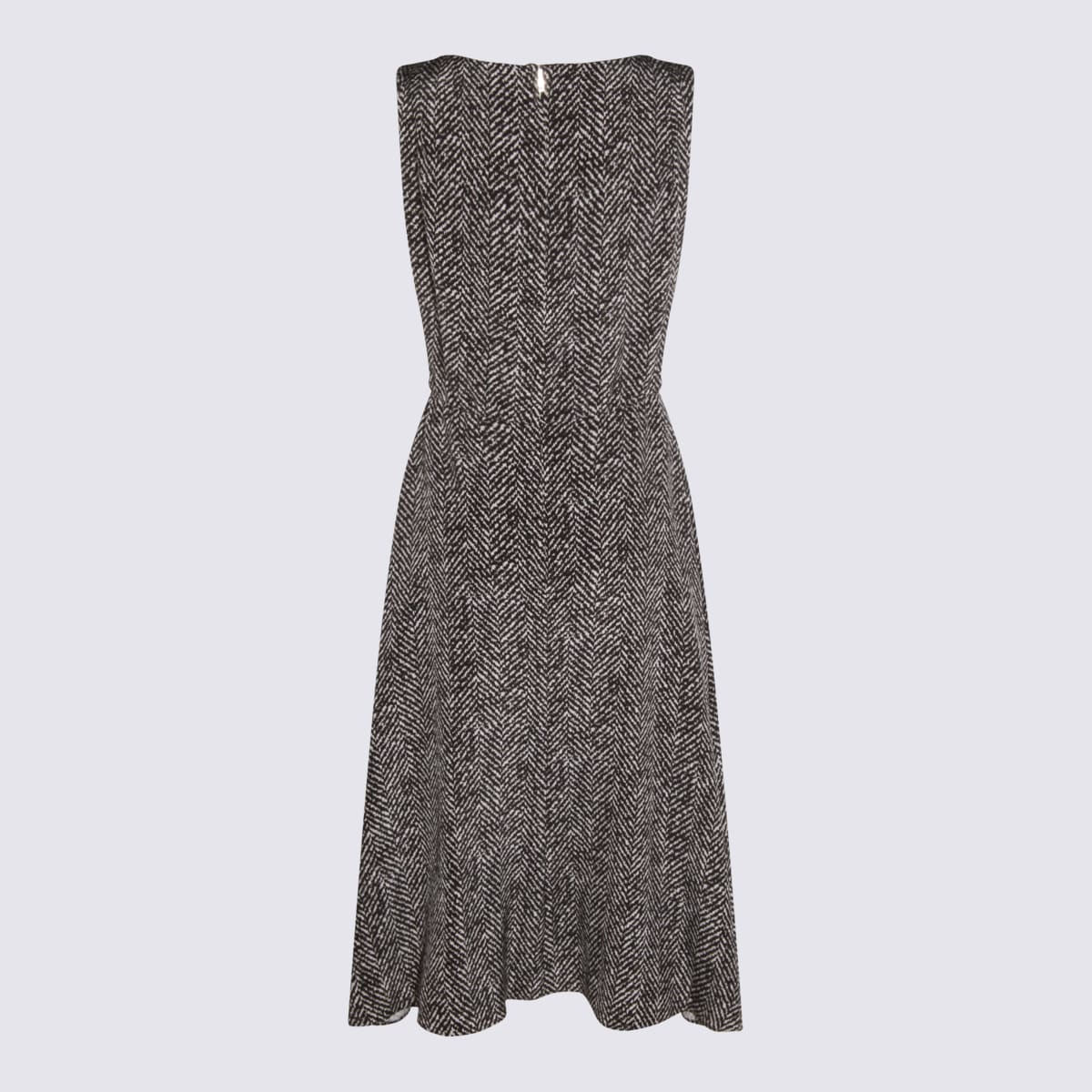 Dolce & Gabbana Heavy Crepe Dress With Chevron Print Dresses Grey In Gray