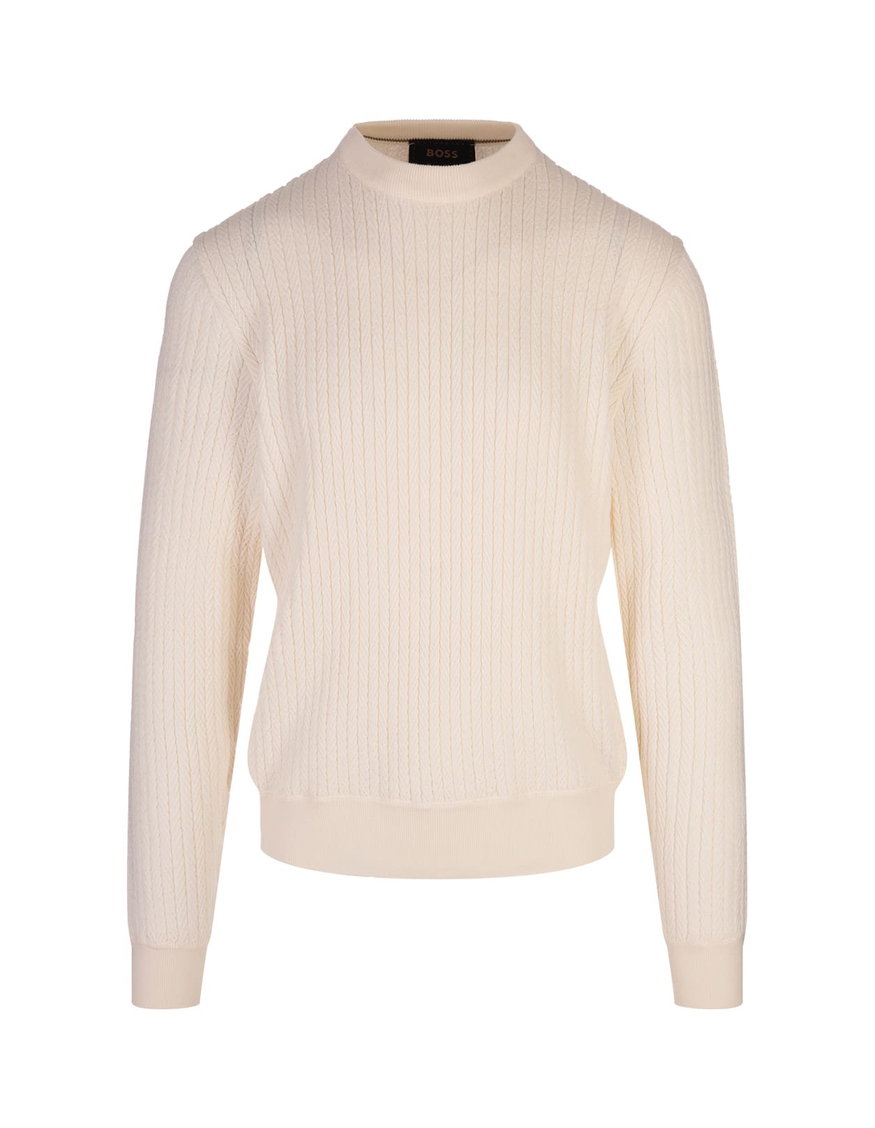 Neutral Sweater With Fishbone Knit