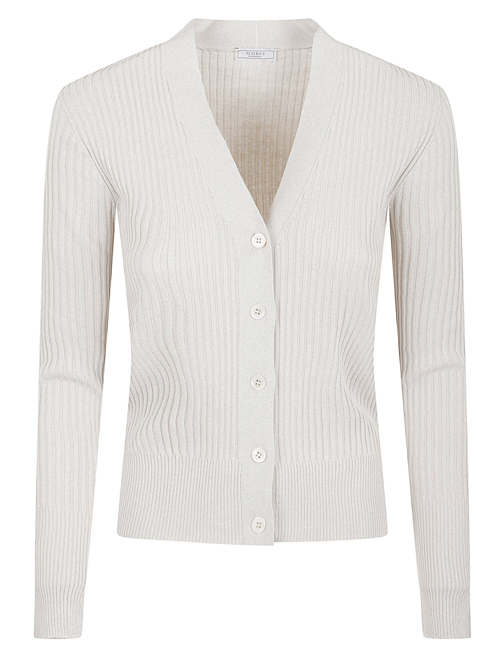Peserico Long Sleeve V Neck Knit Sweater In Neutral