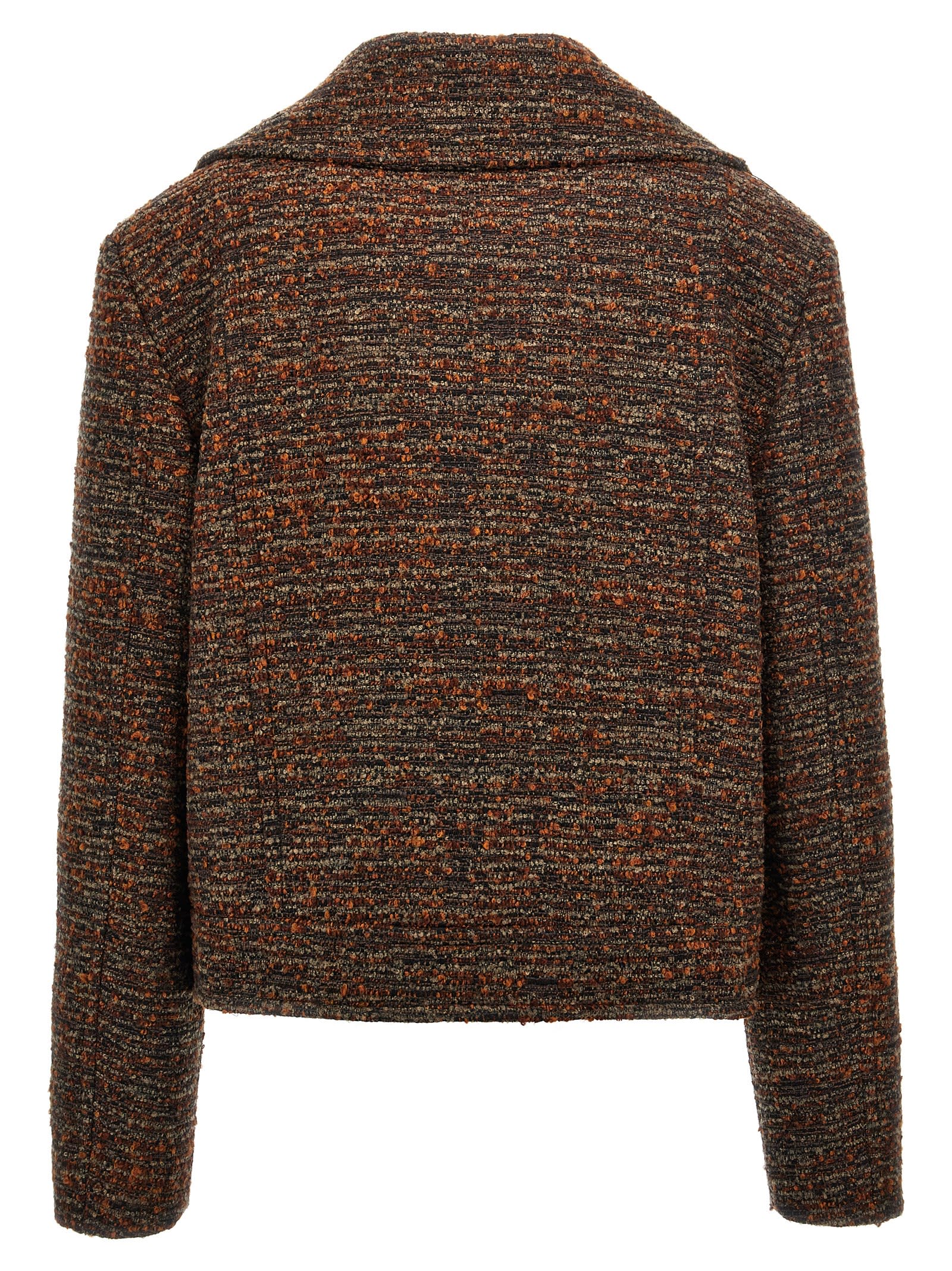 Shop Alberta Ferretti Bouclé Double-breasted Short Coat In Multicolor