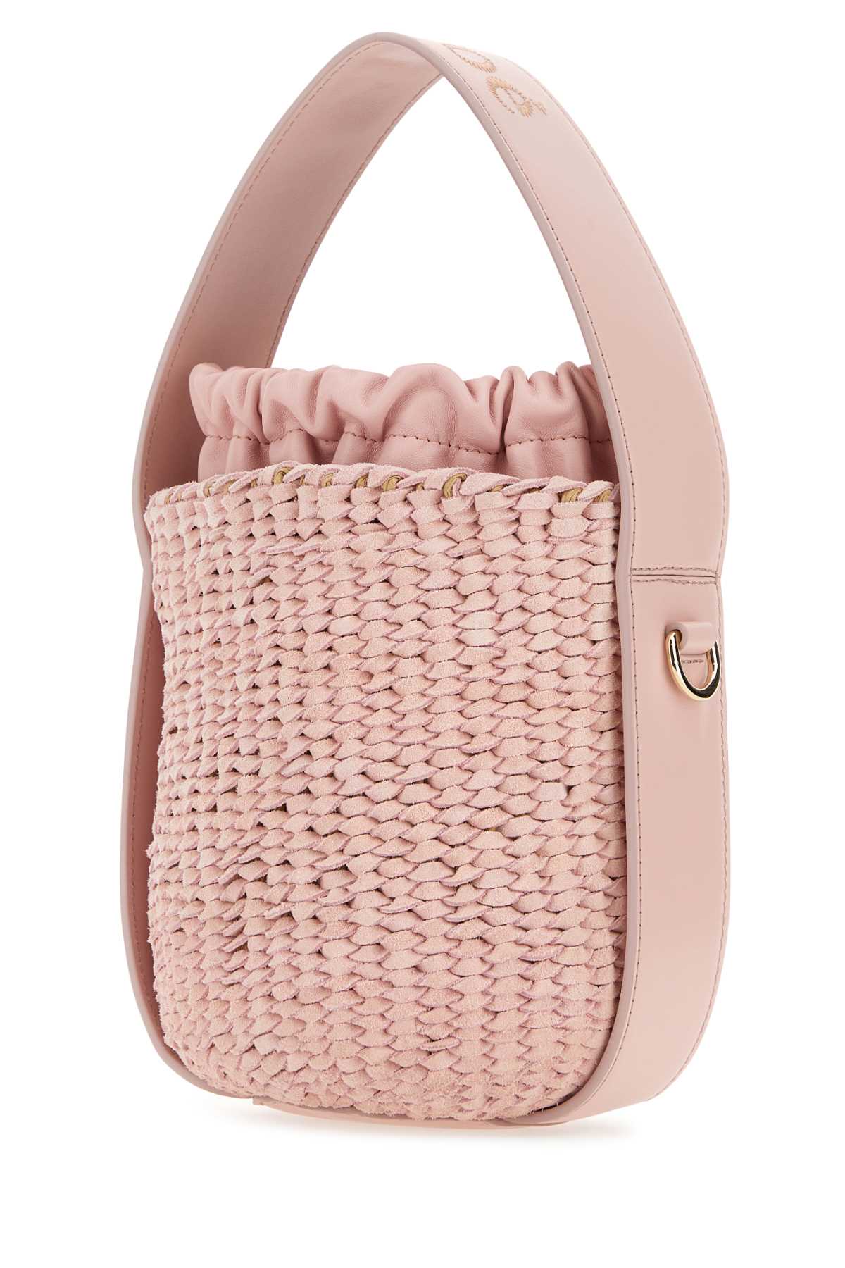 Shop Chloé Pink Suede Bucket Bag In Purepink