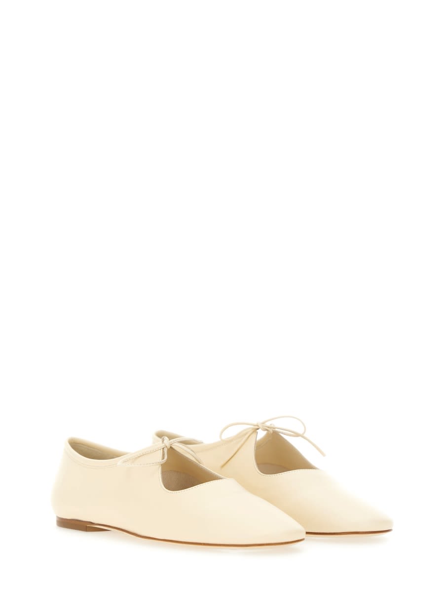 Aeyde Pointed Toe Leather Ballet Flats In White