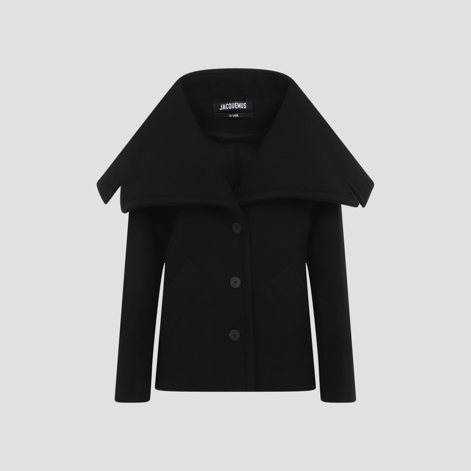 Jacquemus Caruso Coat With Adjustable Strap And Belted Back In Black