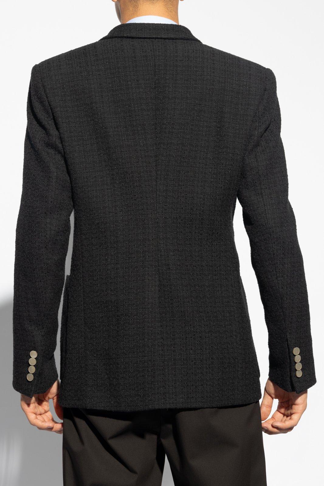 Shop Emporio Armani Tweed Blazer In Nero