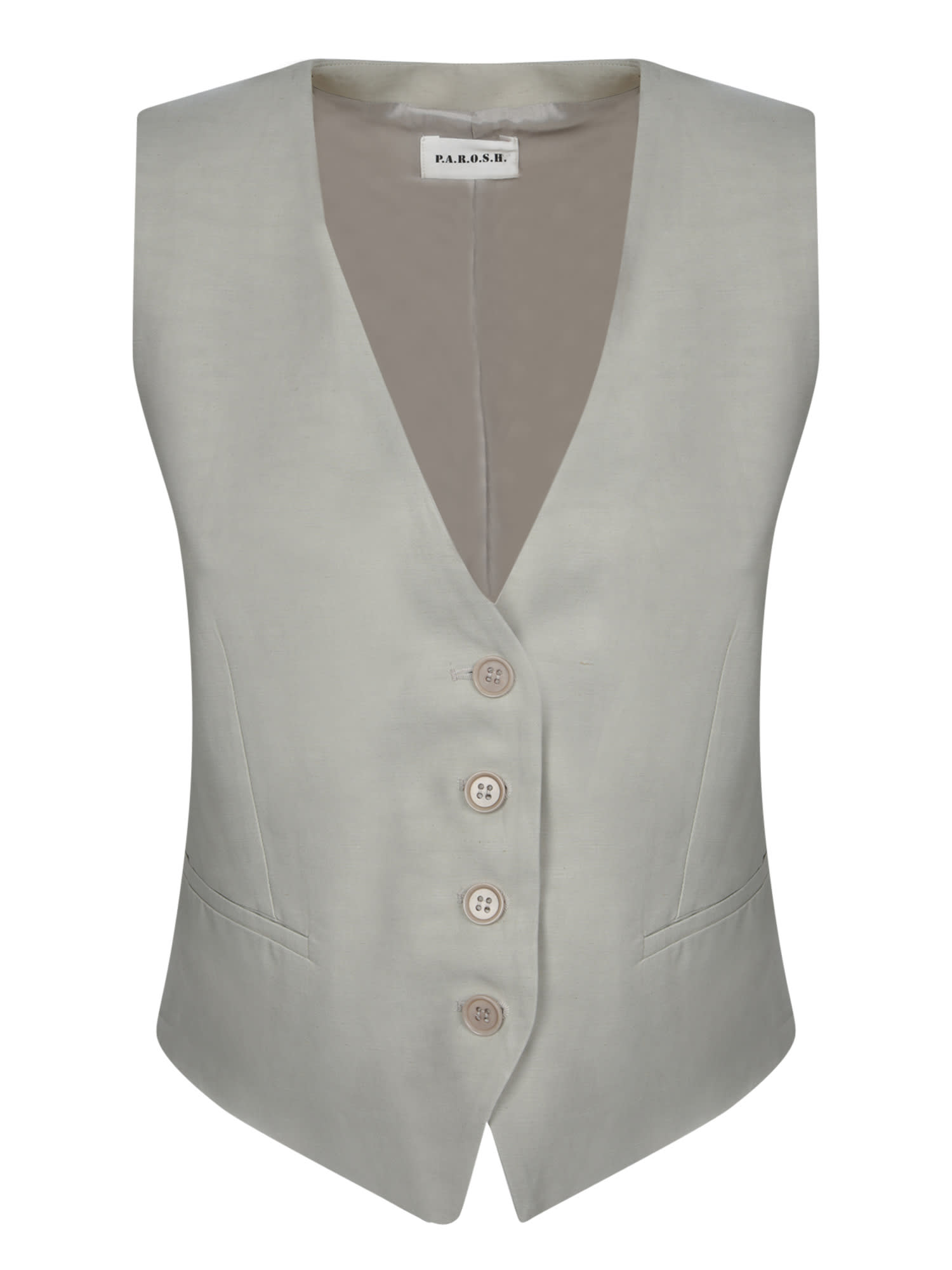 P.a.r.o.s.h Grey Linen And Viscose Vest In Beige