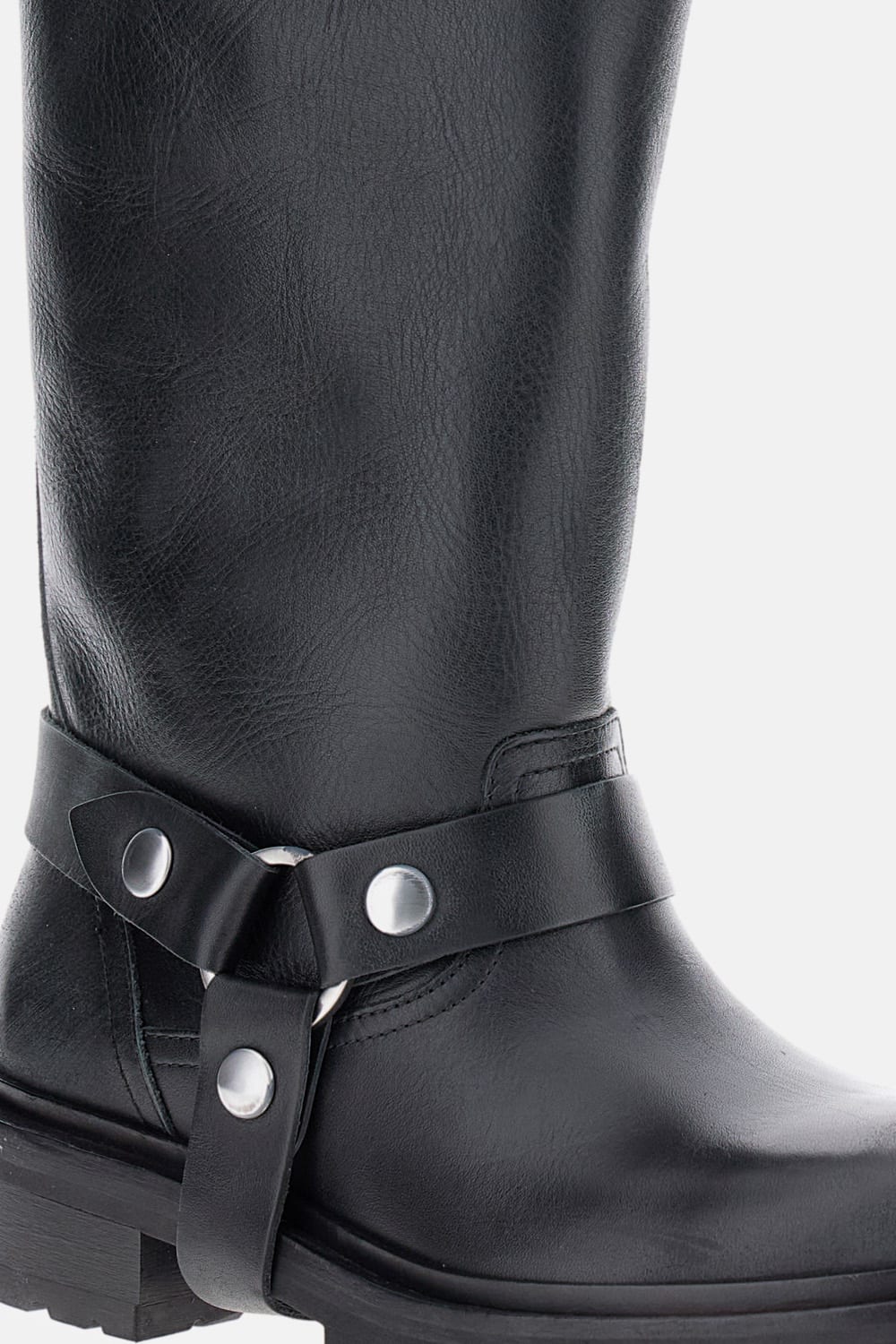 Golden Goose Distressed Black Leather Kurt Boots With Silver Accents In Black