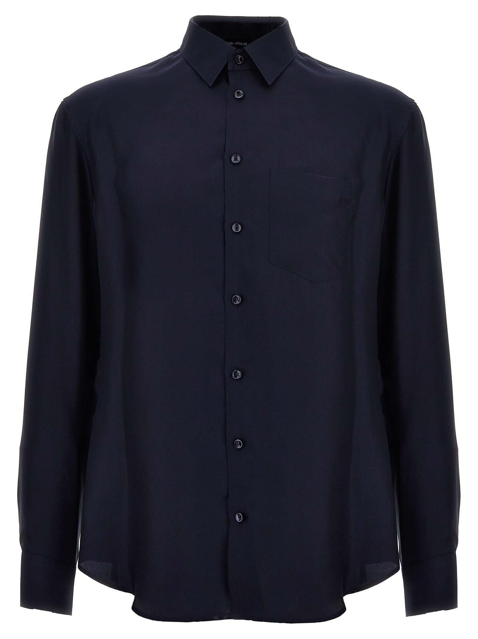 Shop Giorgio Armani Silk Shirt In Blue