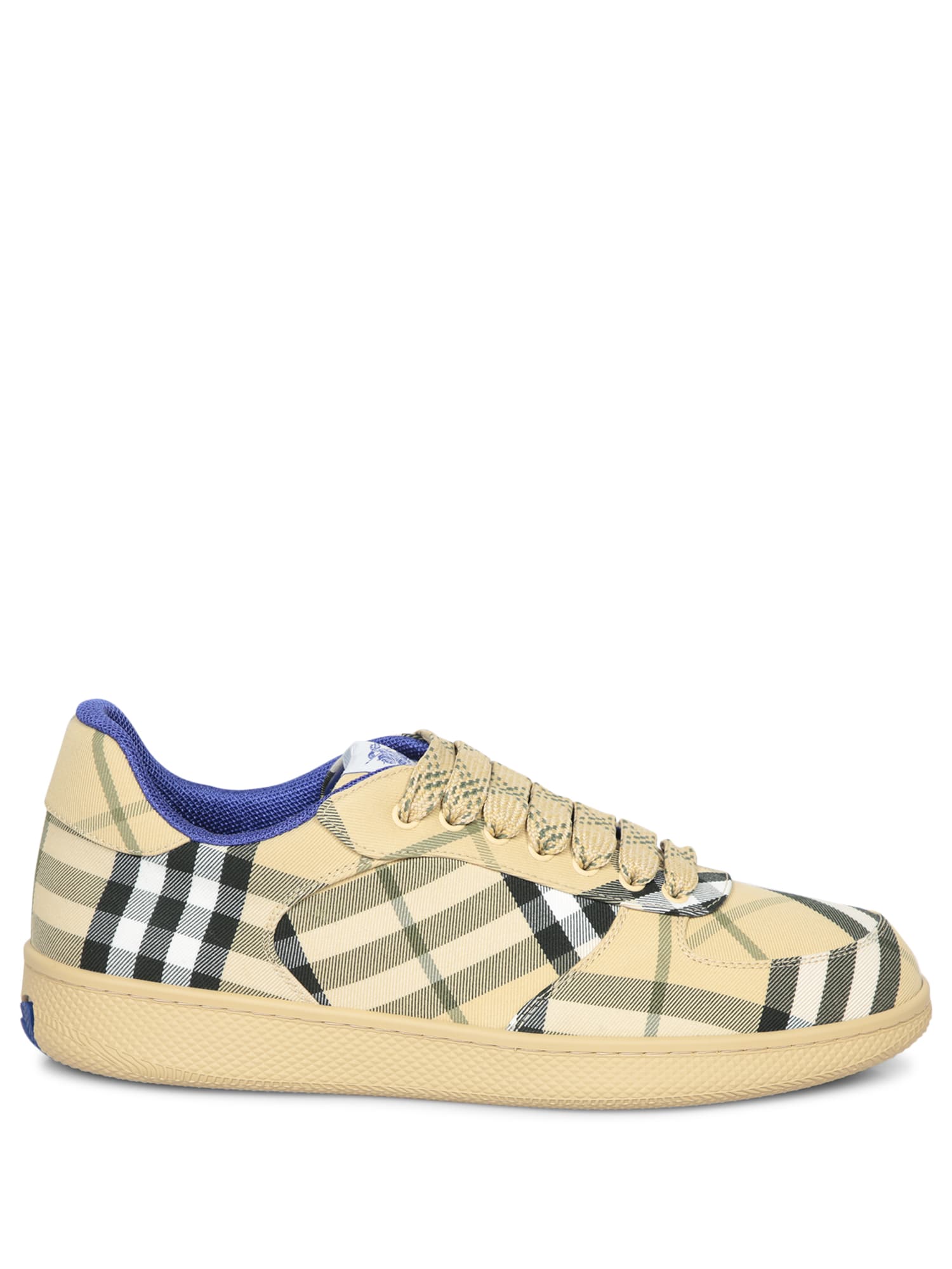 Shop Burberry Seasonal Check Beige Sneakers