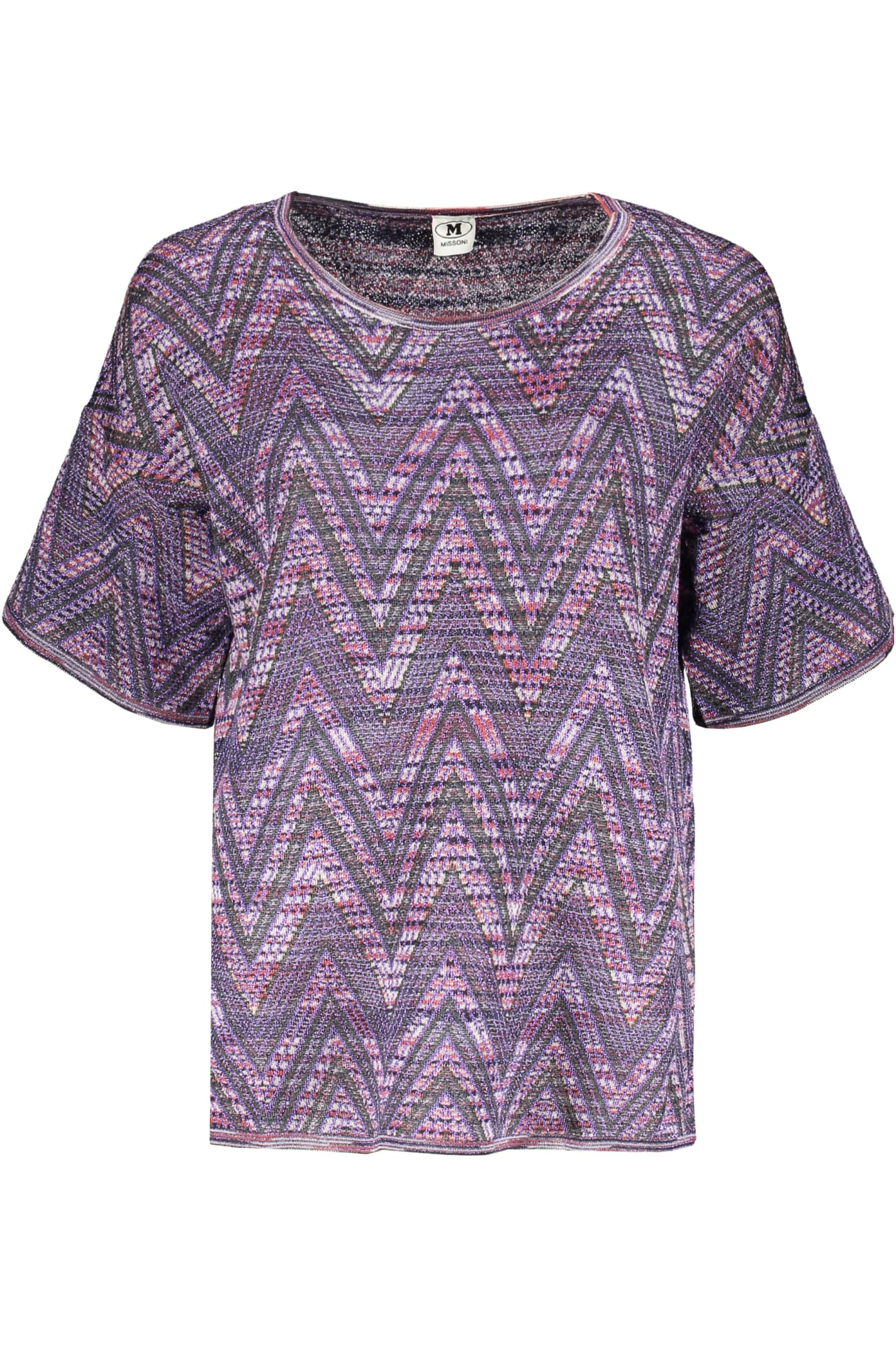 Shop M Missoni Short Sleeve T-shirt In Purple