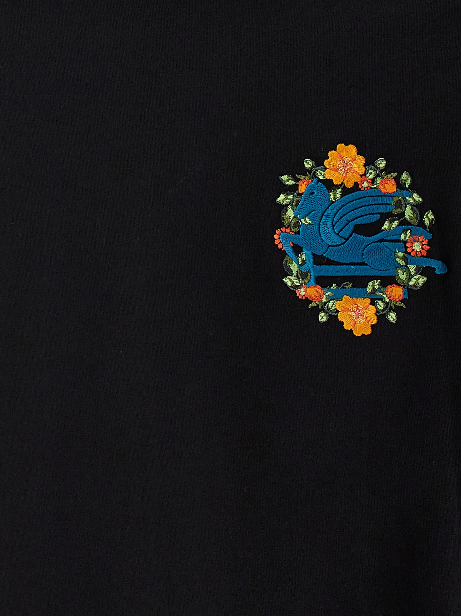 Shop Etro Logo Embroidery T-shirt In Nero