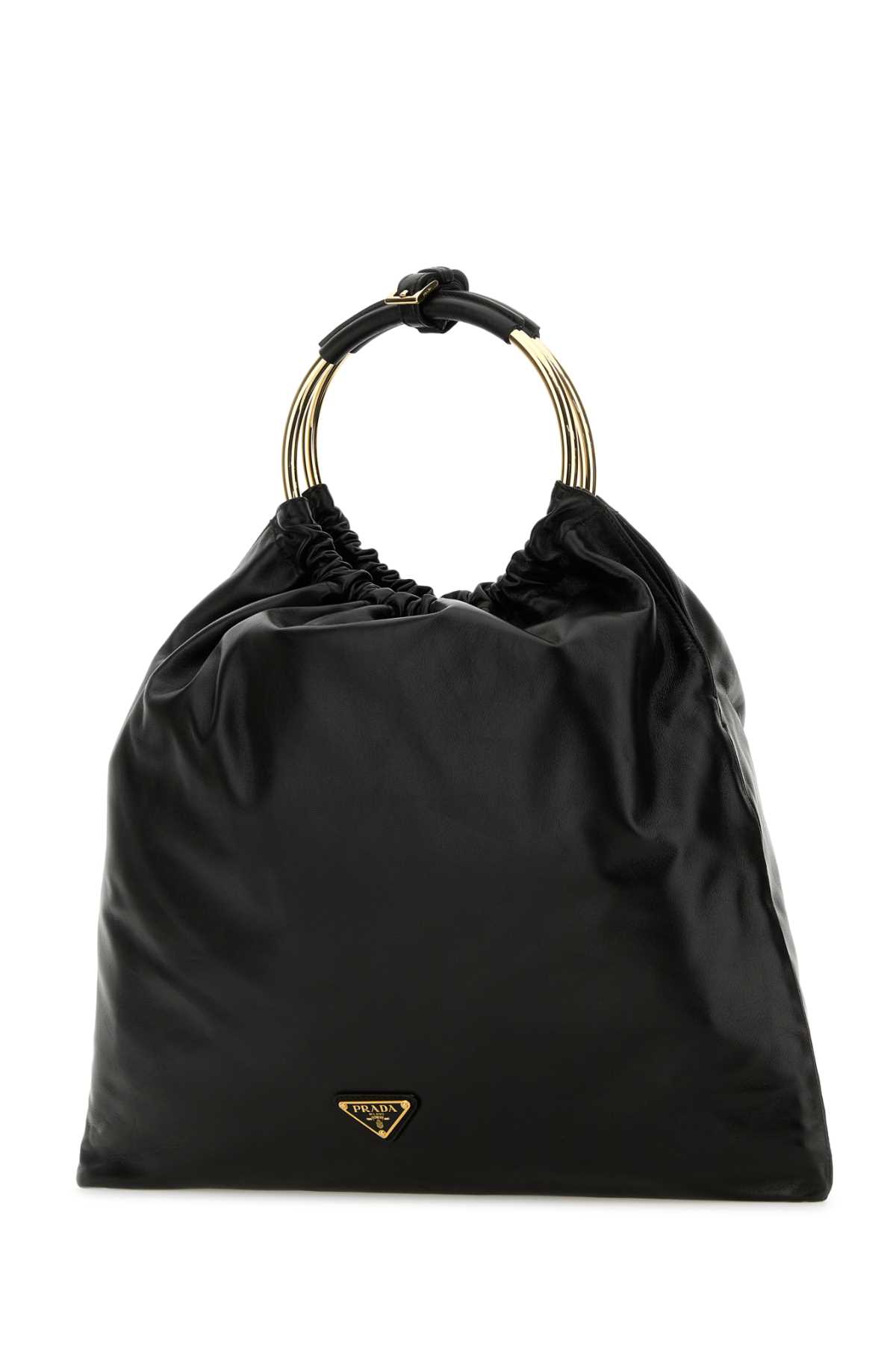 Shop Prada Black Leather Bucket Bag In Nero