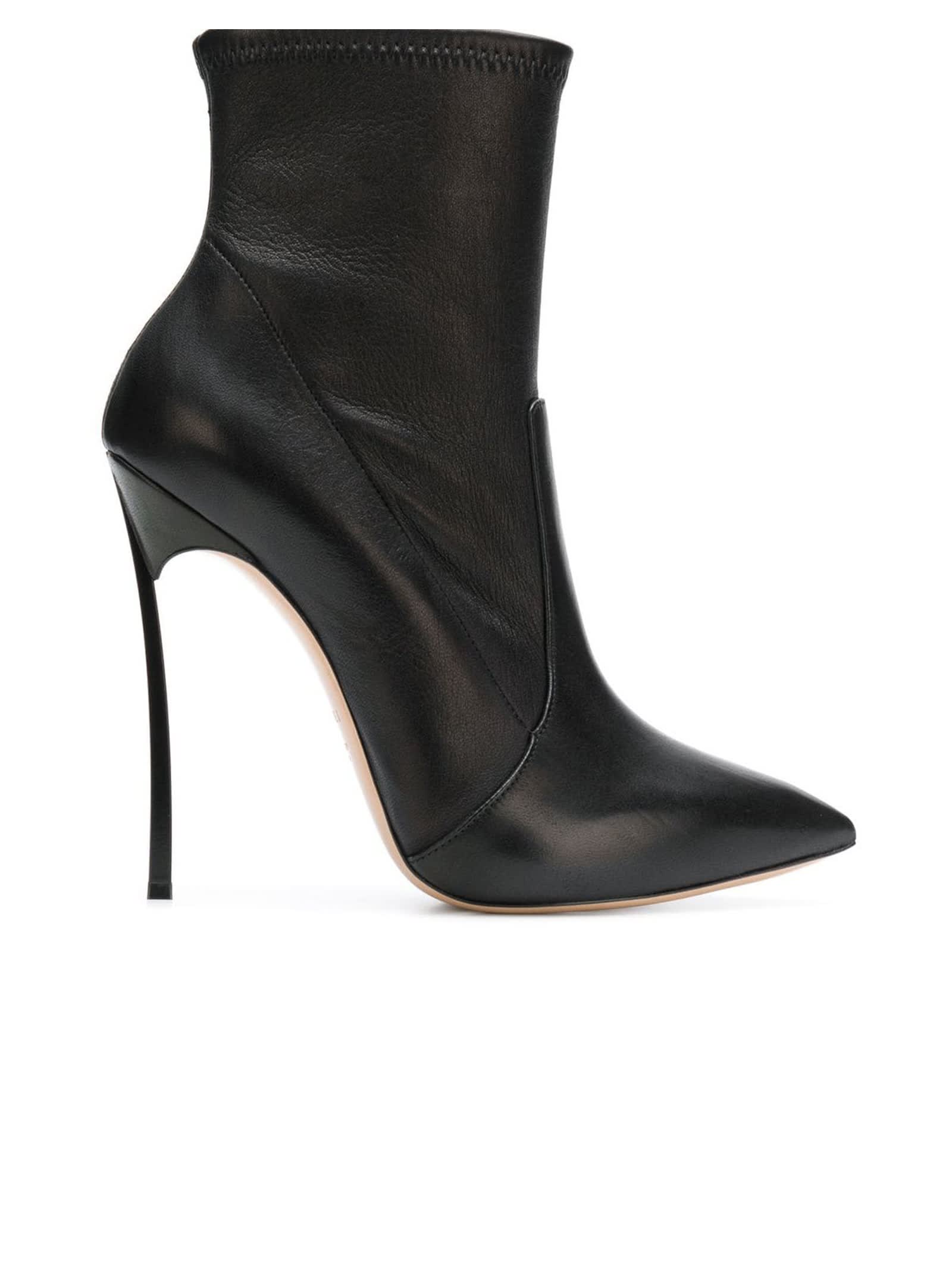 Casadei Black Leather Blade Ankle Boots