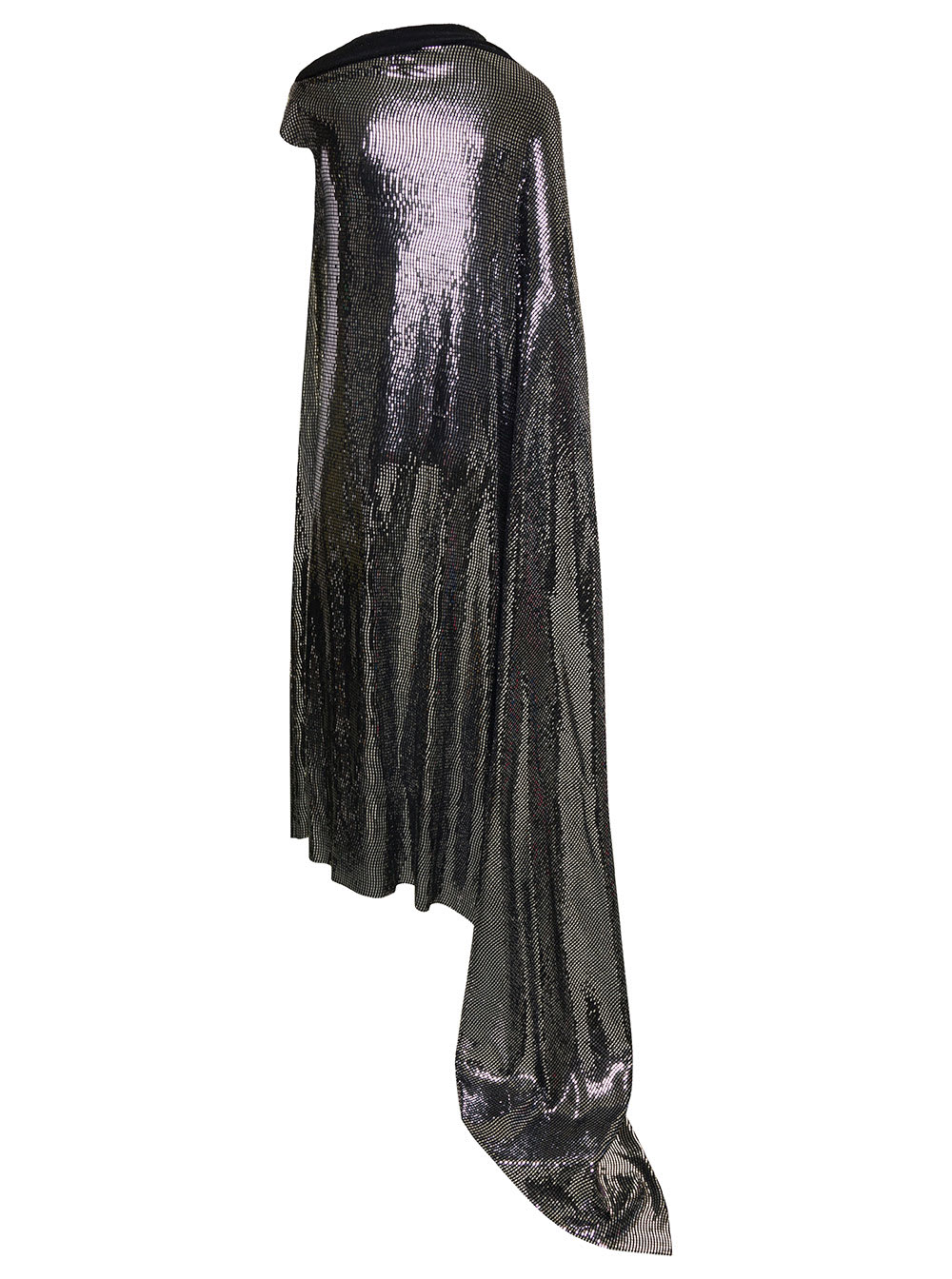 Shop Balenciaga Minimal Black And Silver Draped Sleeveless Gown In Metallic Jersey Woman