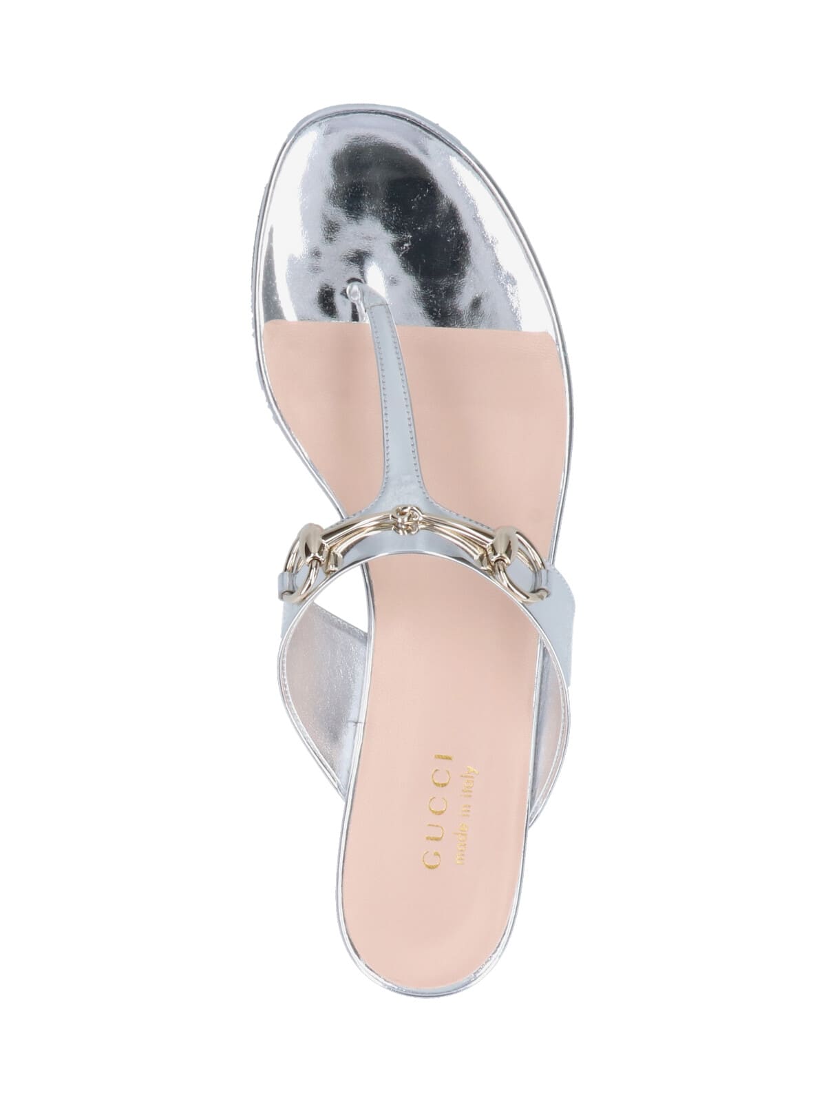 Gucci Metallic Open Toe Heeled Sandals In Silver
