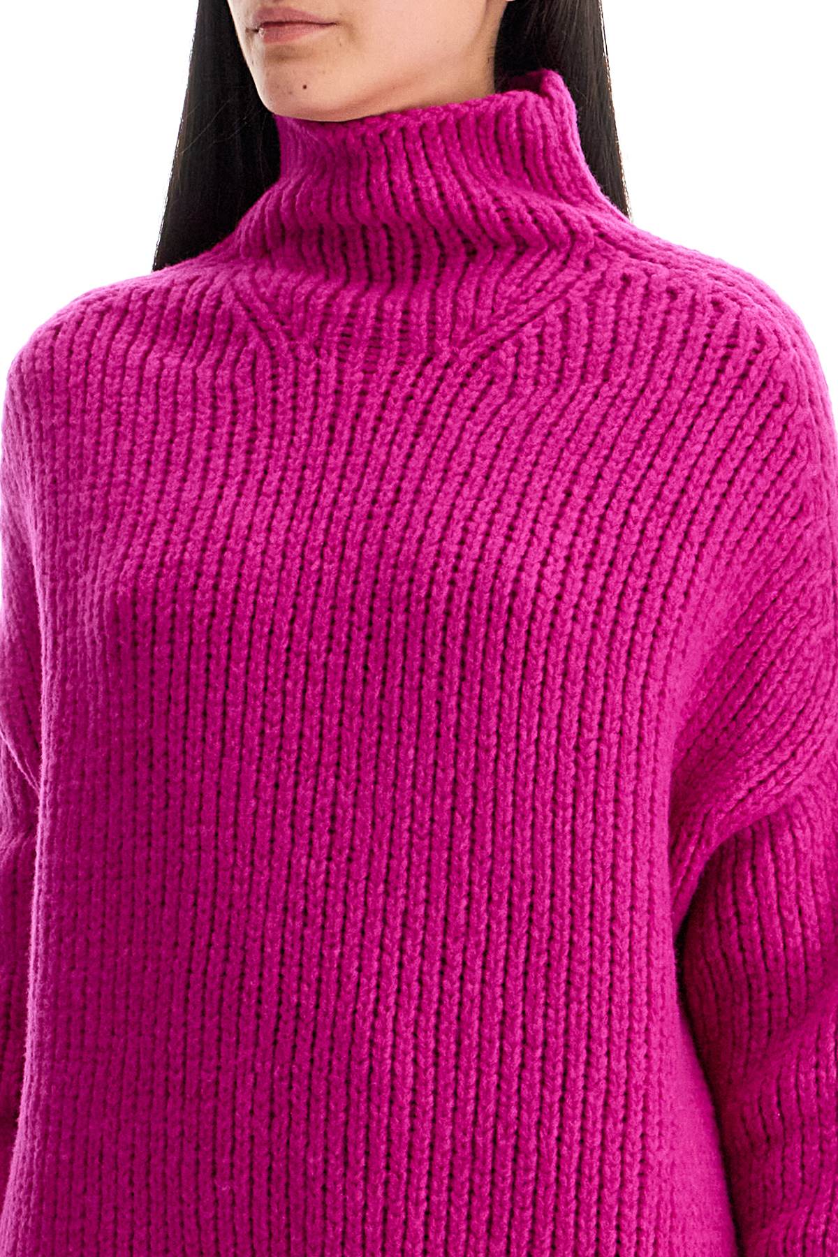 Shop Lanvin High-neck Wool Sweater In Fuchsia (fuchsia)