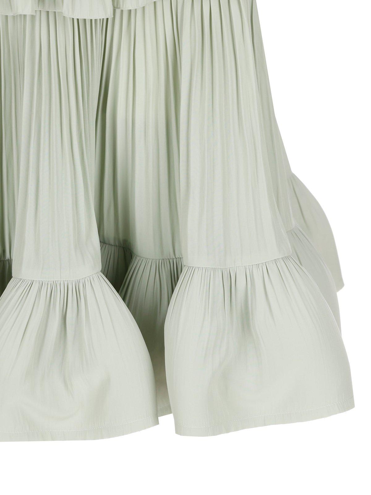 Shop Lanvin Ruffle Midi Asymmetric Dress In Sage