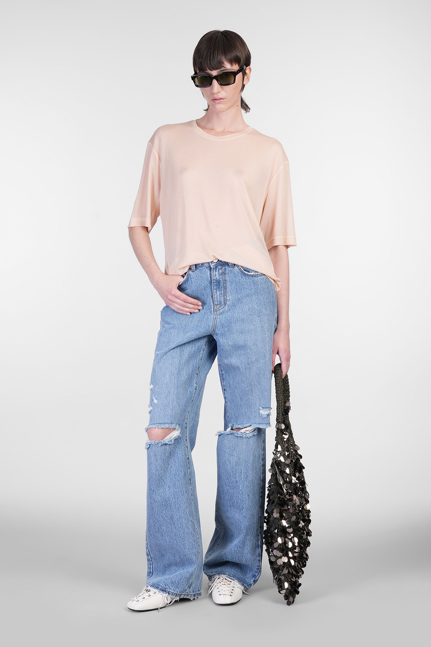 Séfr Mateo T-shirt In Beige Acrylic In Pink