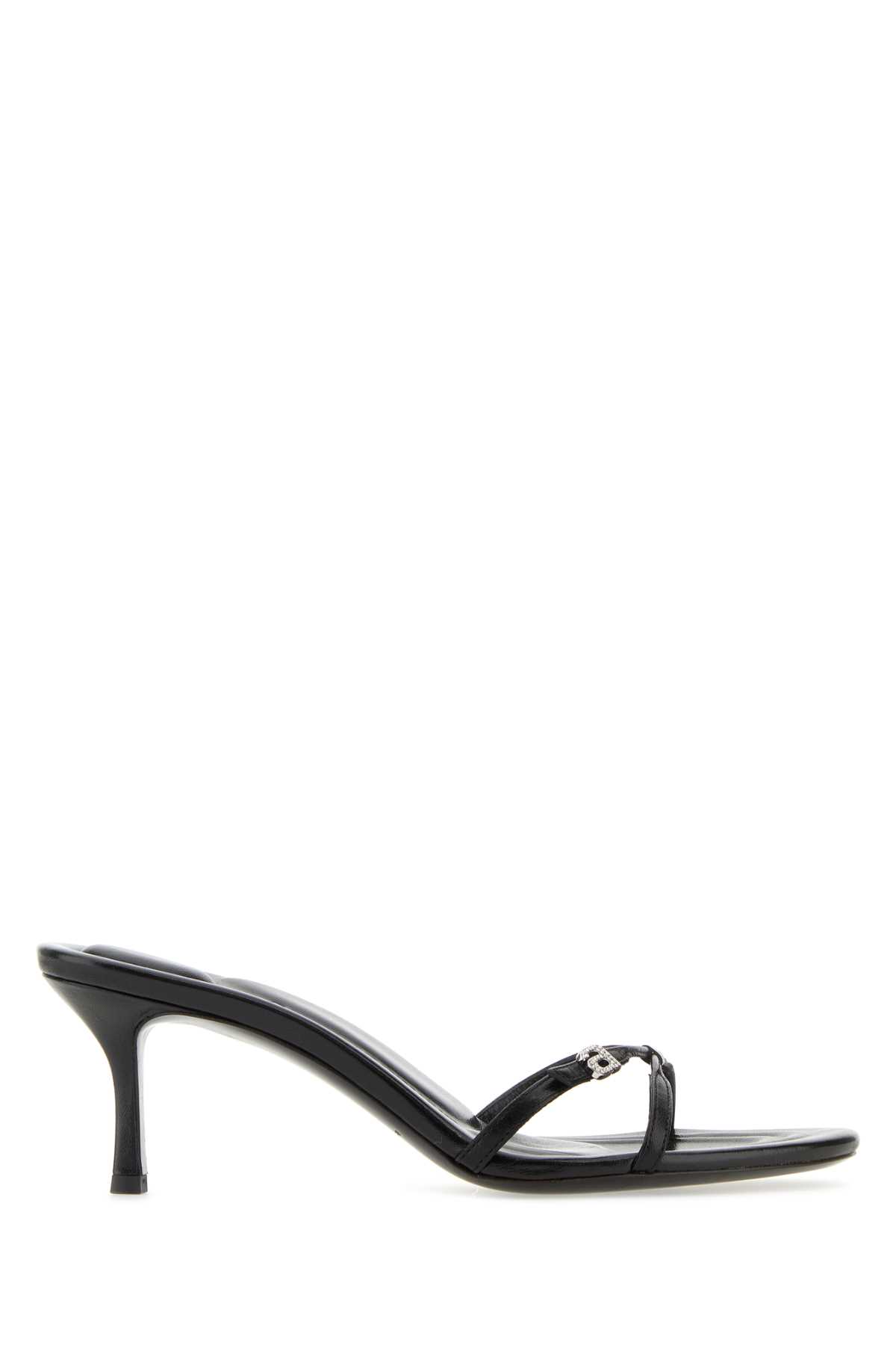 Black Leather Lucienne 65 Mules