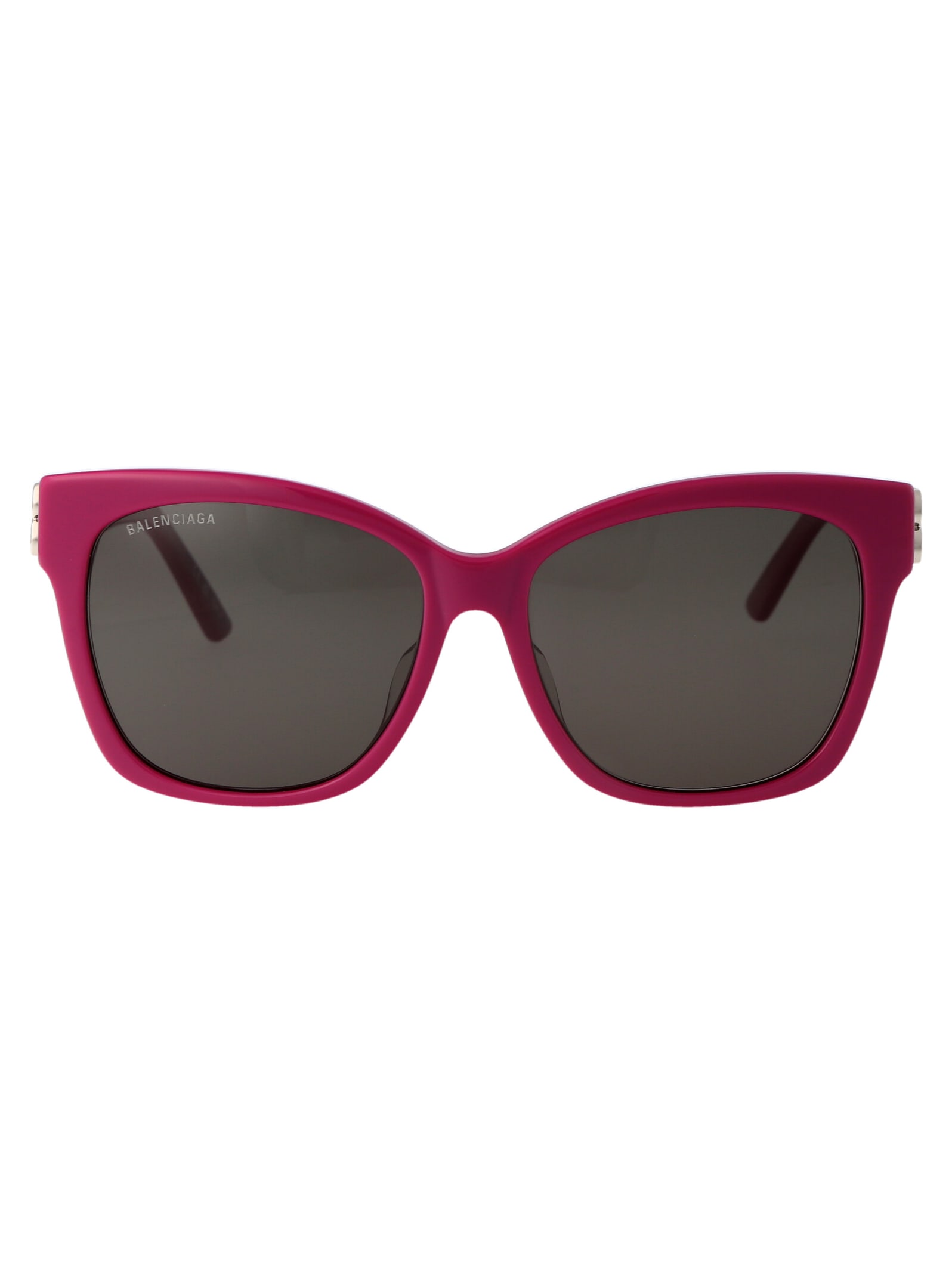 Shop Balenciaga Bb0102sa Sunglasses In 013 Fuchsia Silver Grey