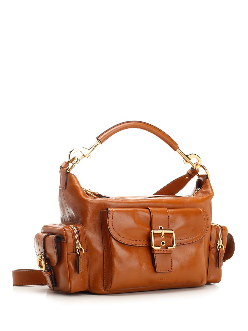 Shop Chloé Camera Bag Shoulder Bag In Leather Brown