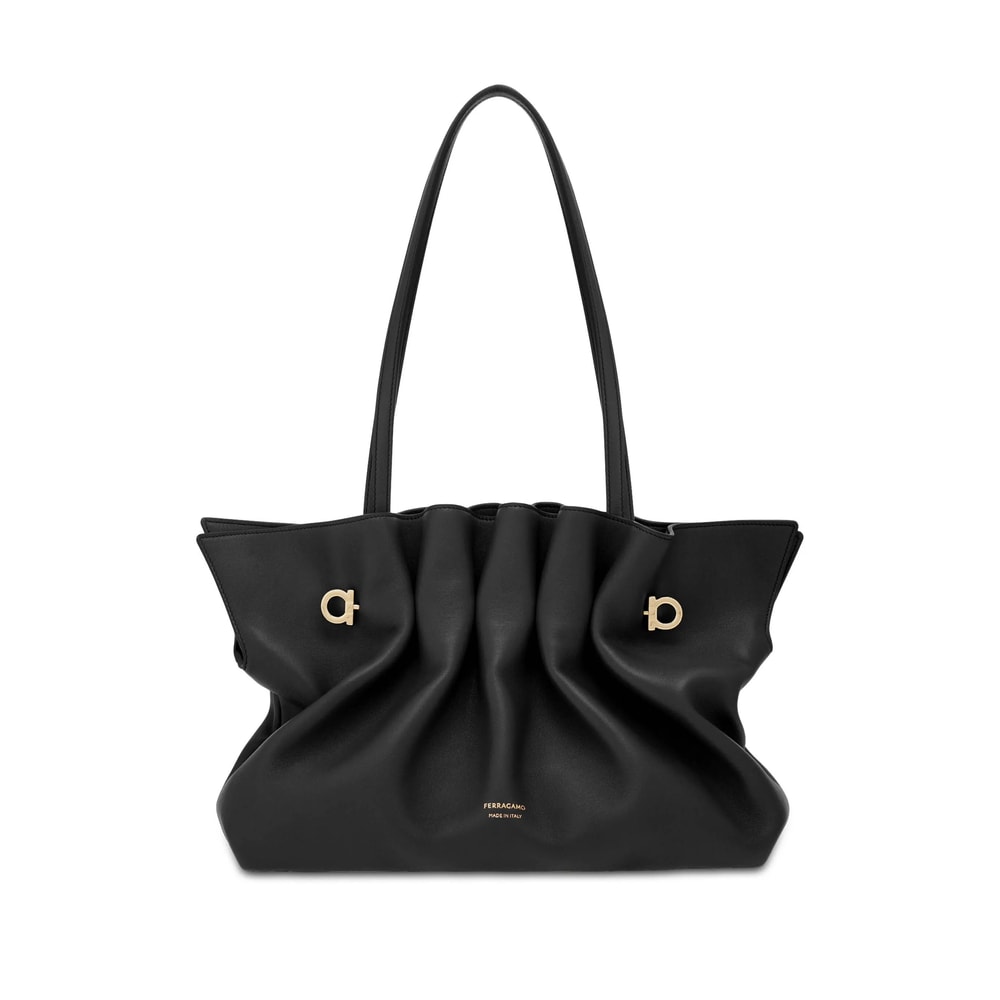 Ferragamo Medium Soft Shoulder Bag In Black