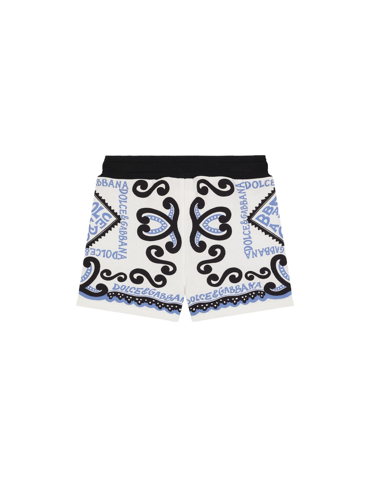 Shop Dolce & Gabbana Marina Print Jersey Bermuda Shorts In Blue