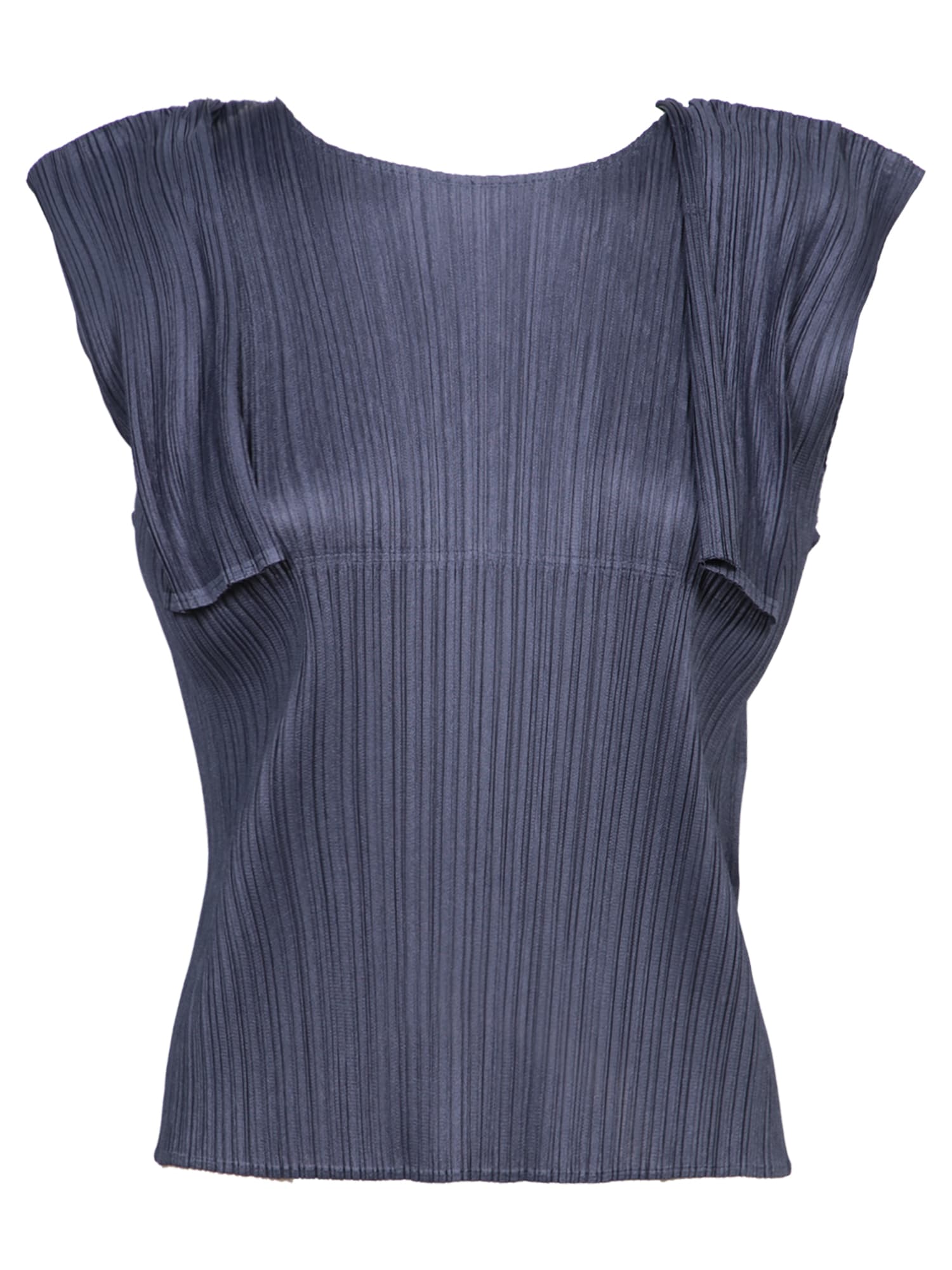 Shop Issey Miyake Pleated Top In Grey-blue