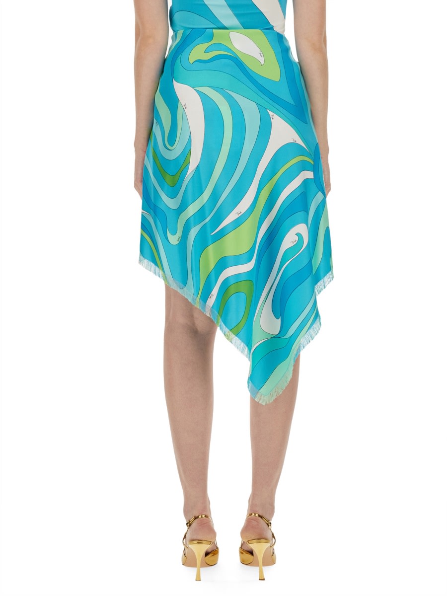 Shop Pucci Twill Skirt In Turquoise