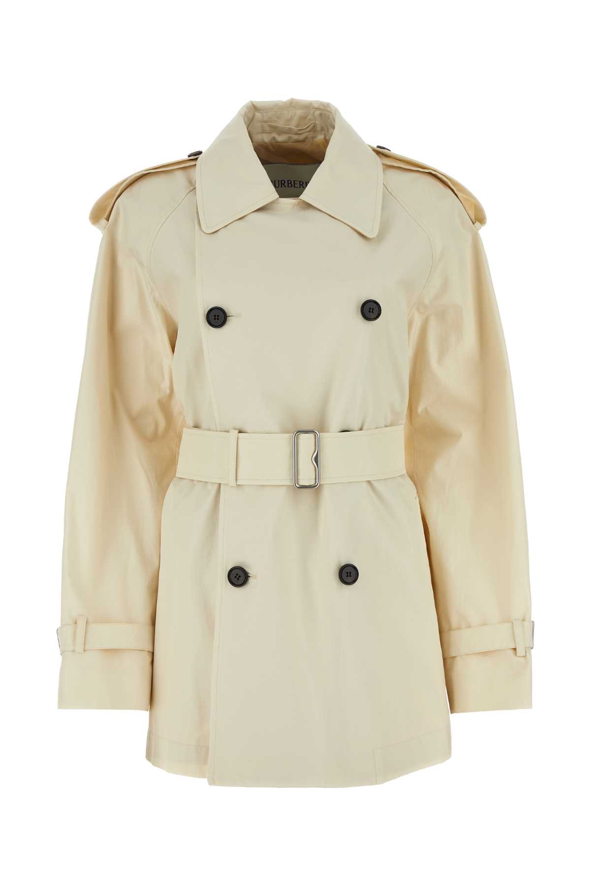 Shop Burberry Sand Cotton Trench Coat In Calico