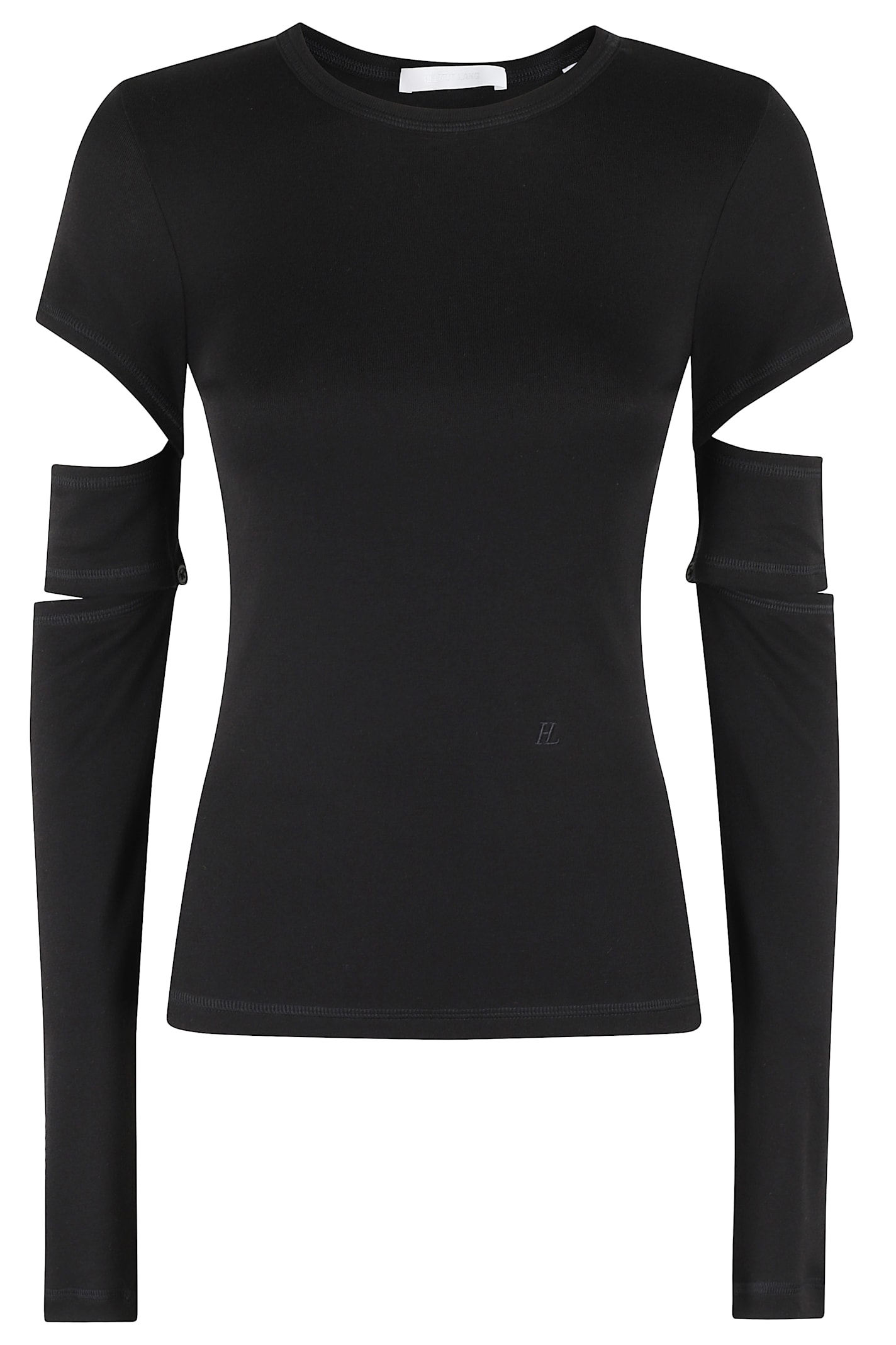 Helmut Lang Slashed Mini Dress Cut-out Sleeves In Black