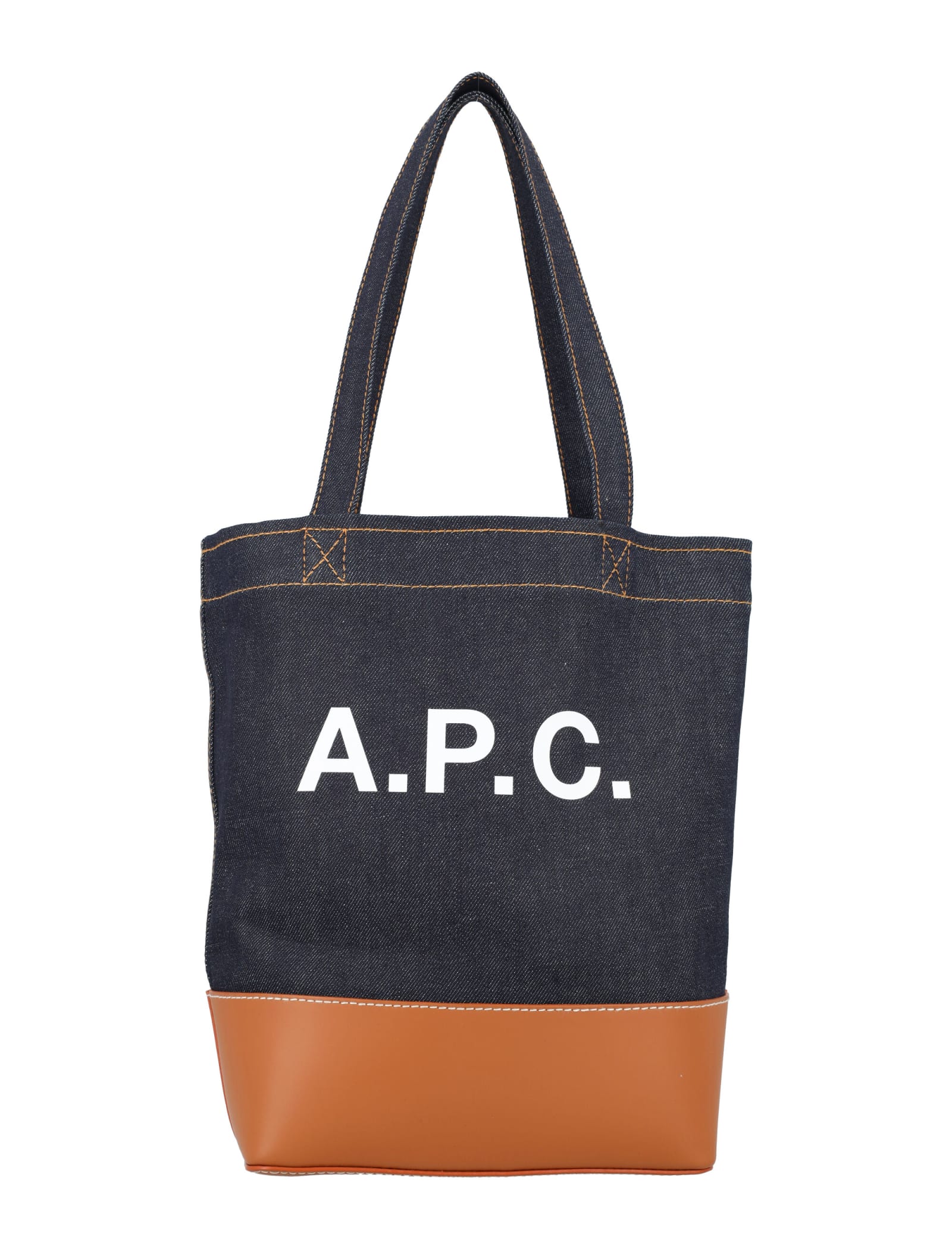 Shop Apc Axelle Small Tote Bag In Caramel Navy