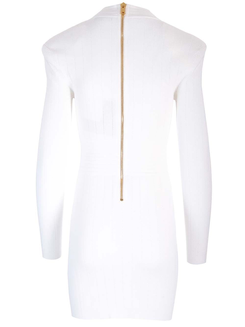 Shop Balmain Short Knitted Dress In White