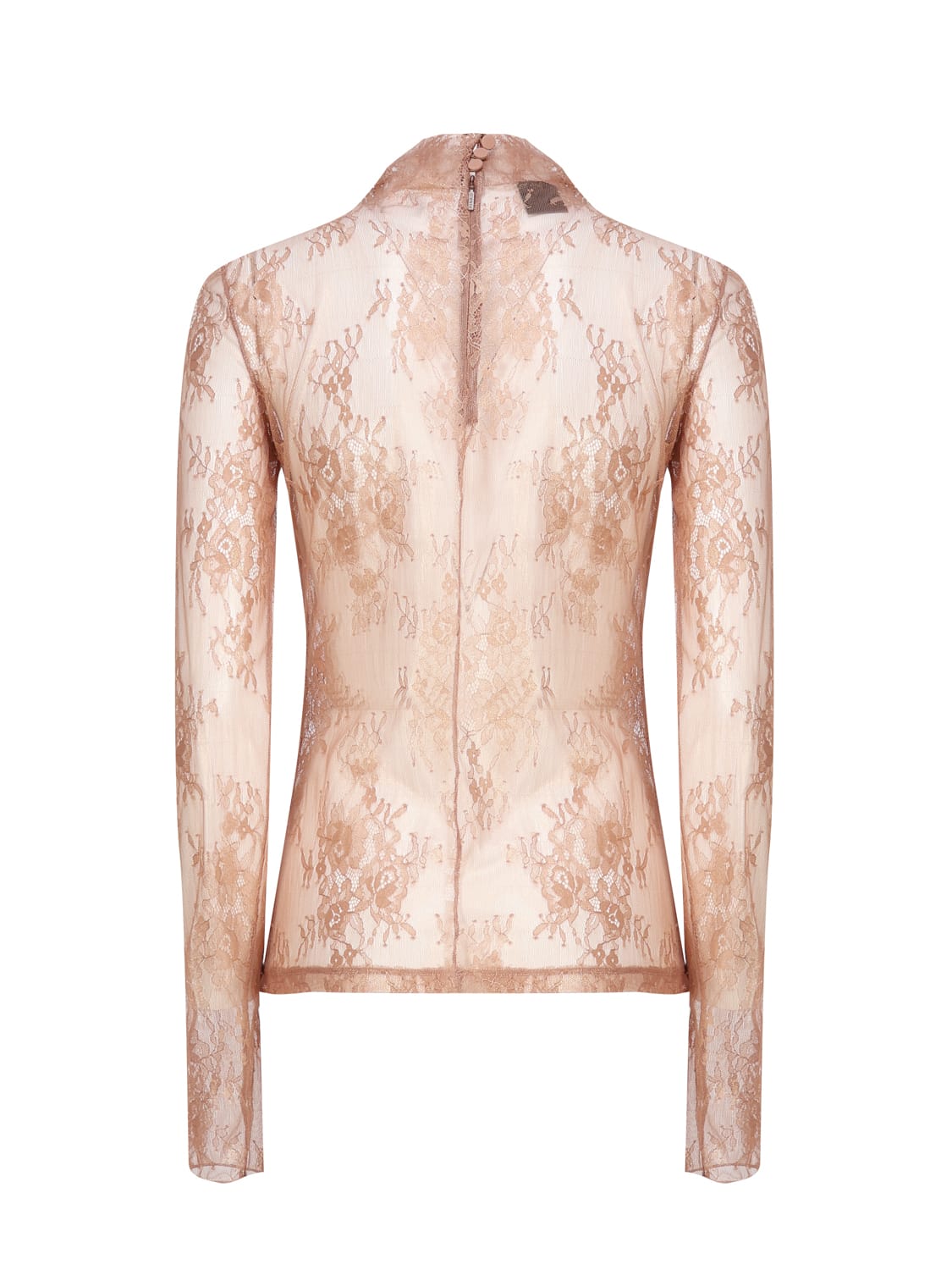 Shop Pinko Laminated Lace Sweater In Nude