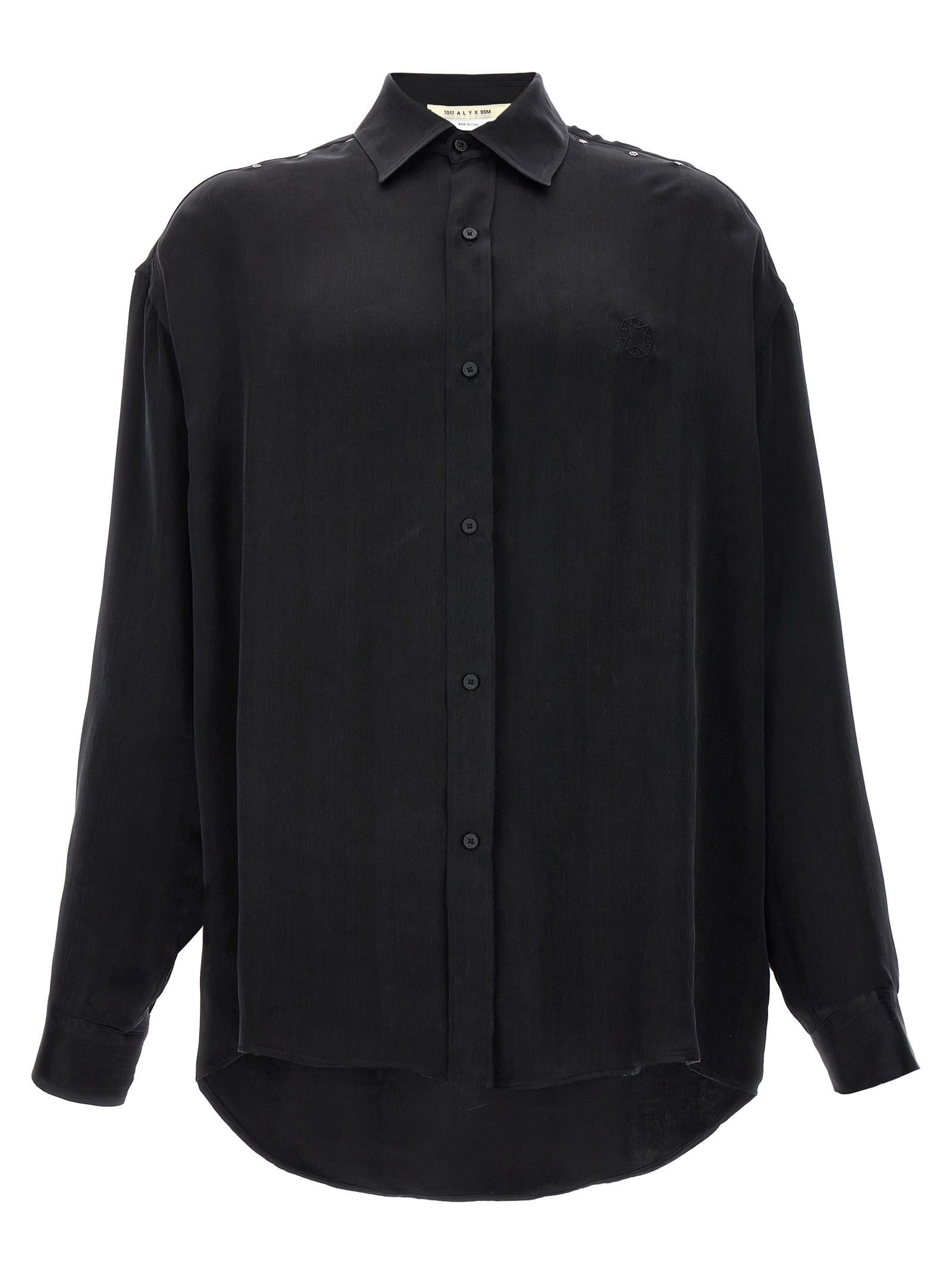 Shop Alyx Logo Embroidery Cupro Shirt In Black