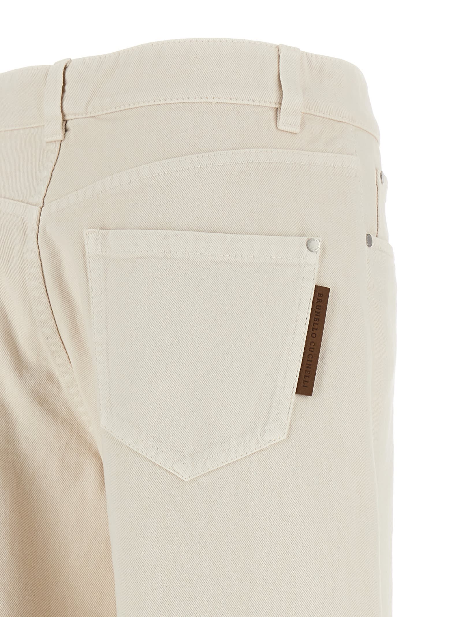 Brunello Cucinelli Denim Pants In Beige