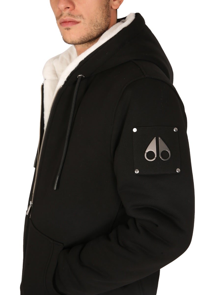 Moose Knuckles Cotton Blend Hoodie With Contrasting Lining In Black