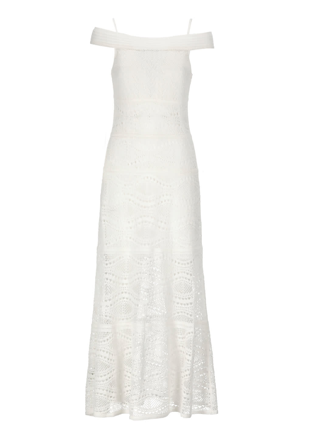 D.exterior Crochet Long Dress In White