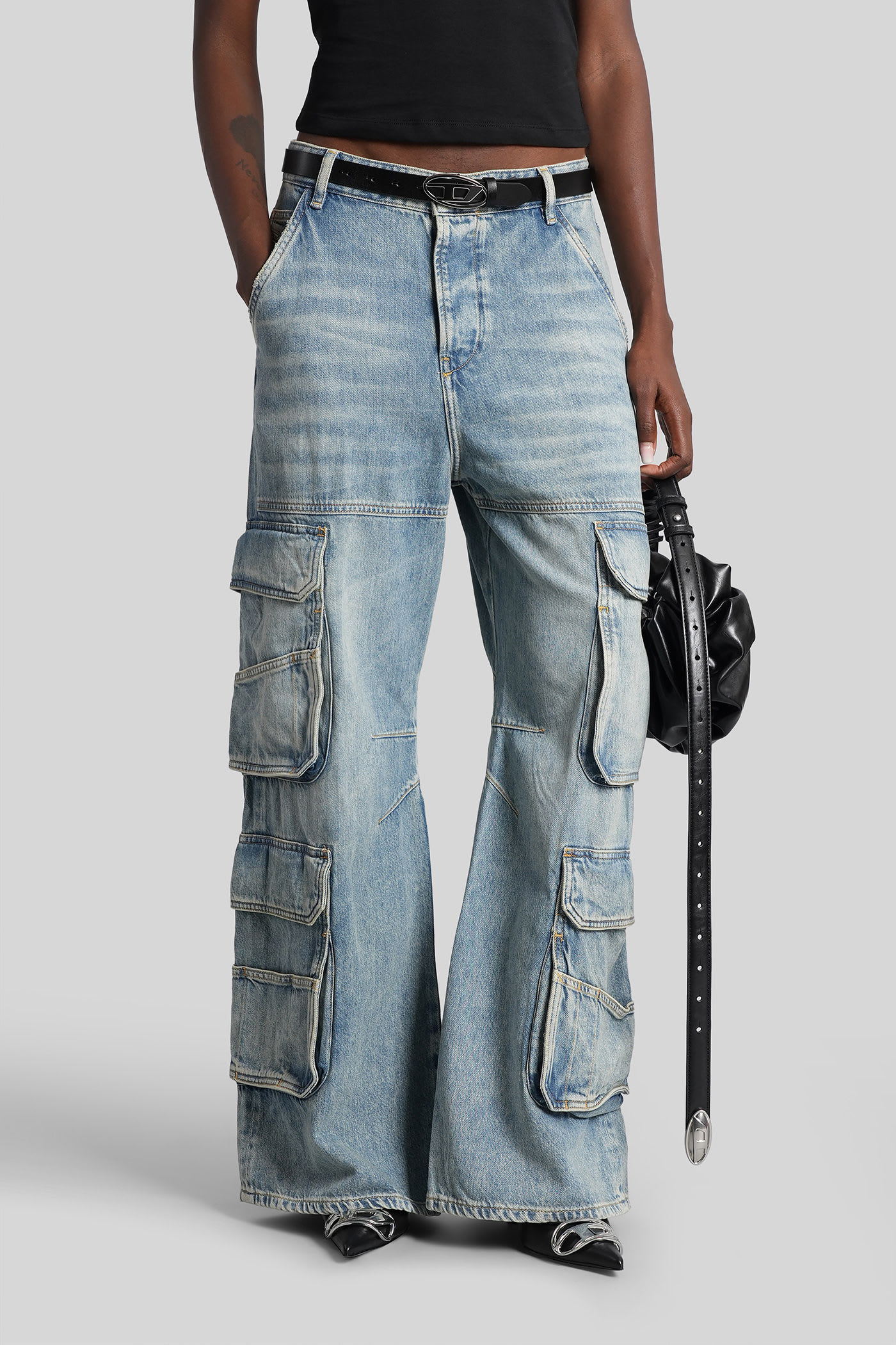 Diesel De-sire-cargo Jeans In Blue Cotton In Multi
