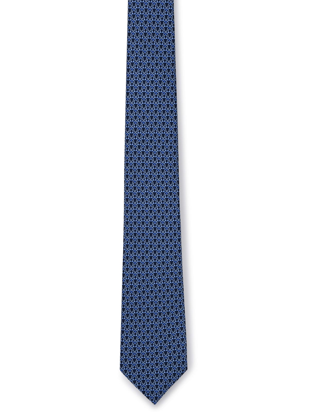 Shop Ferragamo Blue Silk Hook Tie