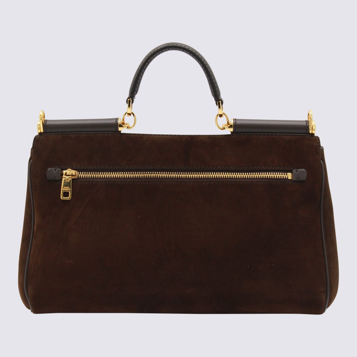 Dolce & Gabbana Sicily Small Leather-trimmed Suede Shoulder Bag In Brown