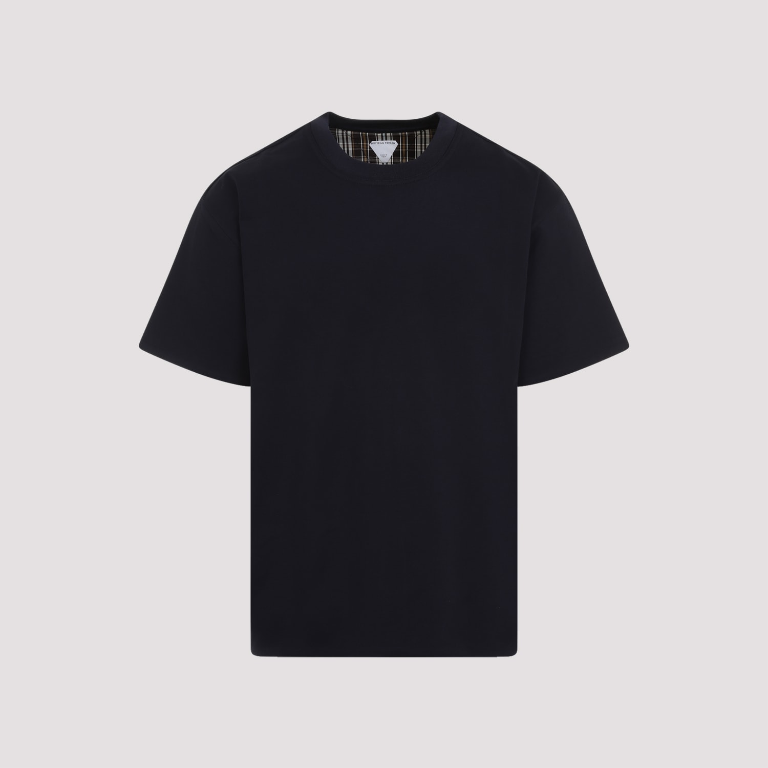 Shop Bottega Veneta Check T-shirt In Navy Fondant